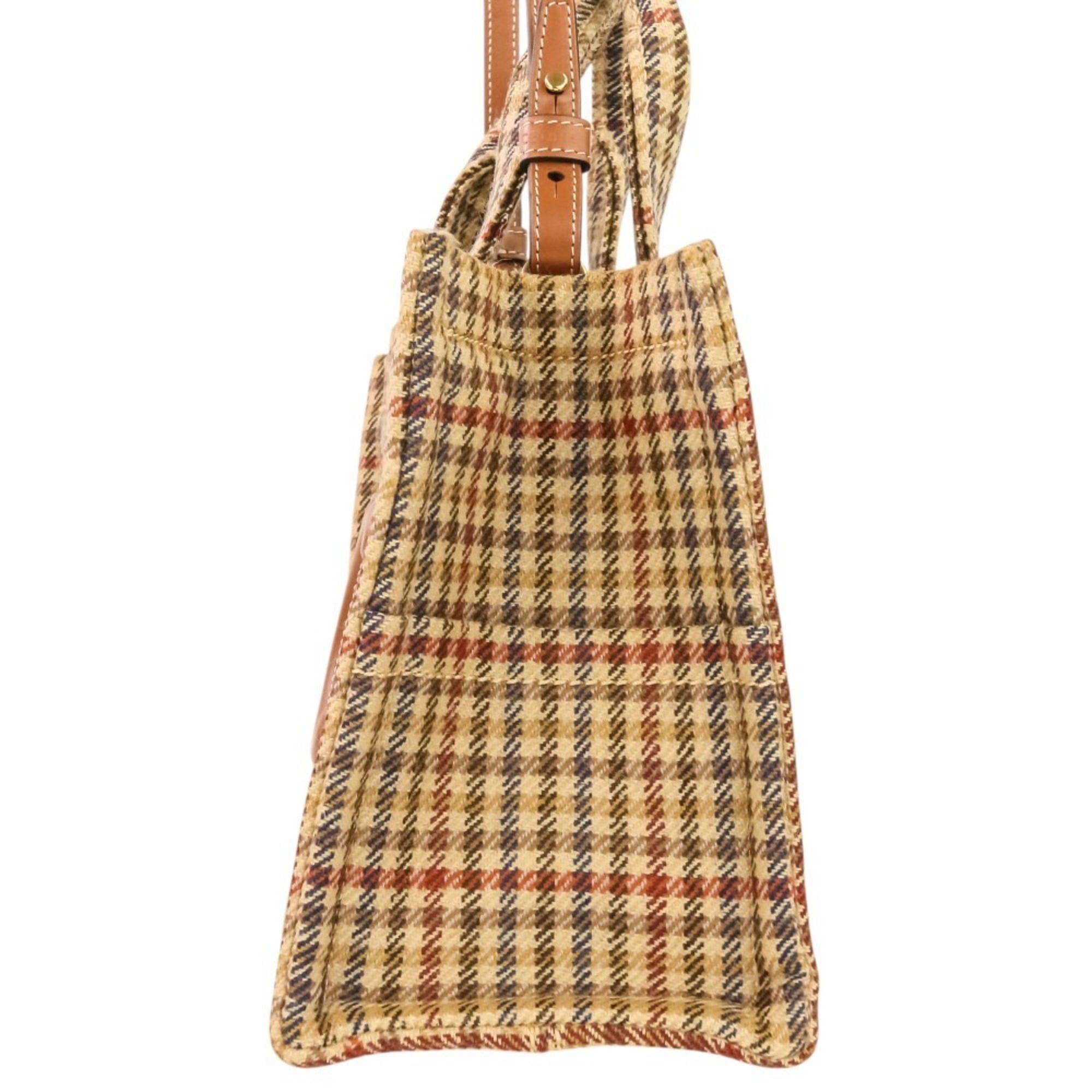Celine CELINE Triomphe Logo Small Cabas Thais Tweed 2-Way Shoulder Bag 199162EP8.14ML Brown Beige Women's Size ONE SIZE - 4 Thumbnail