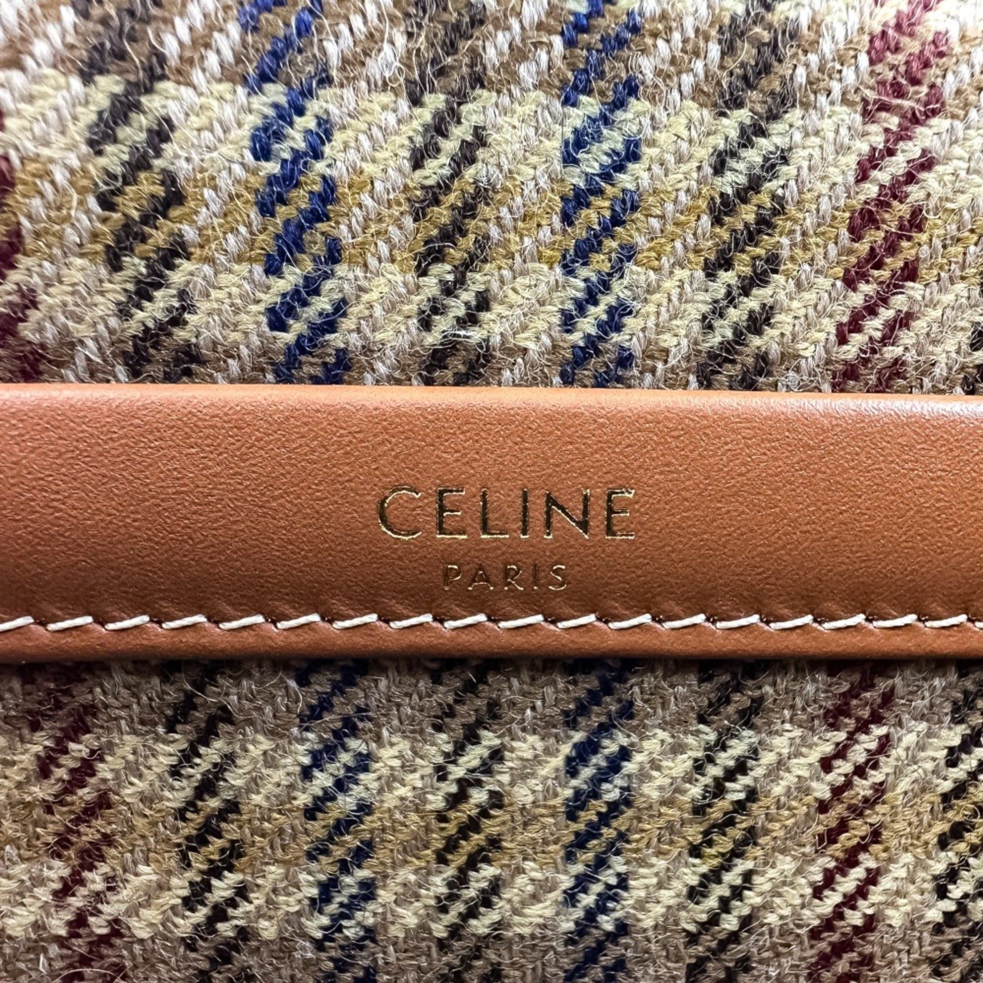 Celine CELINE Triomphe Logo Small Cabas Thais Tweed 2-Way Shoulder Bag 199162EP8.14ML Brown Beige Women's Size ONE SIZE - 11 Thumbnail