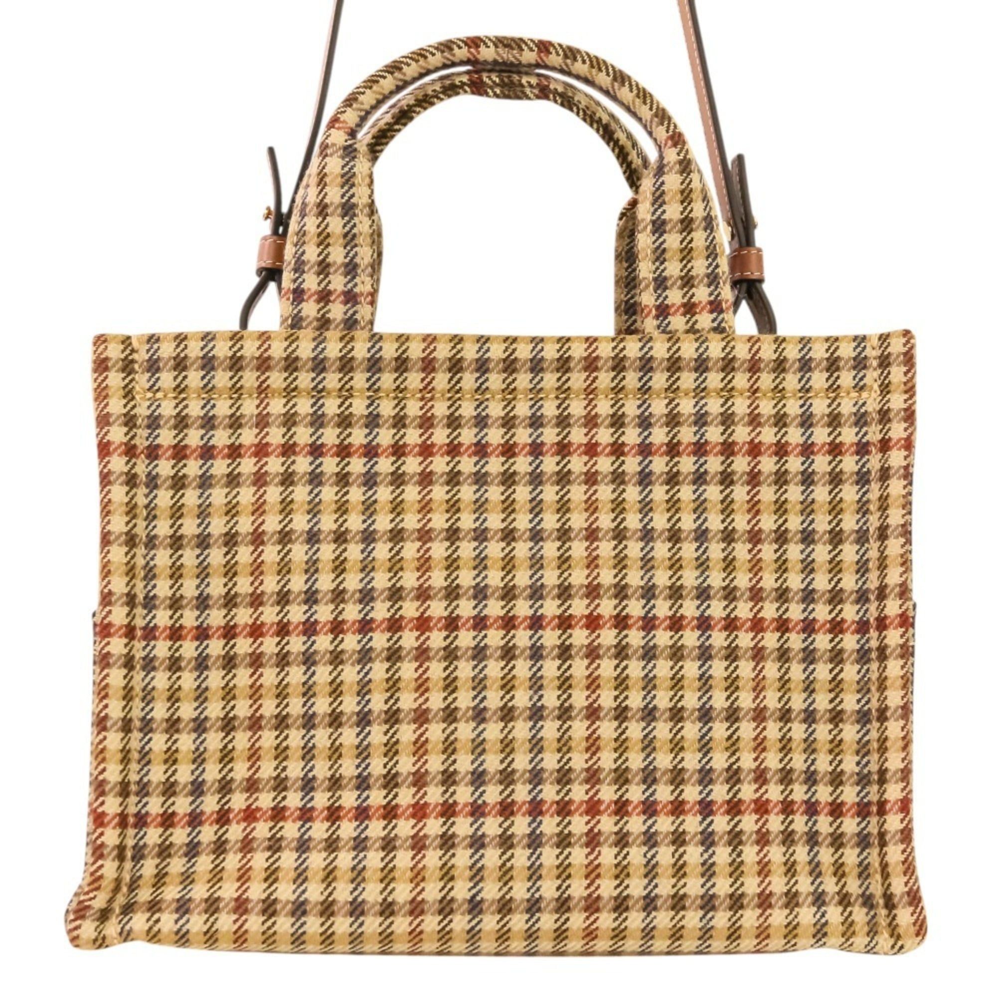 Celine CELINE Triomphe Logo Small Cabas Thais Tweed 2-Way Shoulder Bag 199162EP8.14ML Brown Beige Women's Size ONE SIZE - 3 Thumbnail