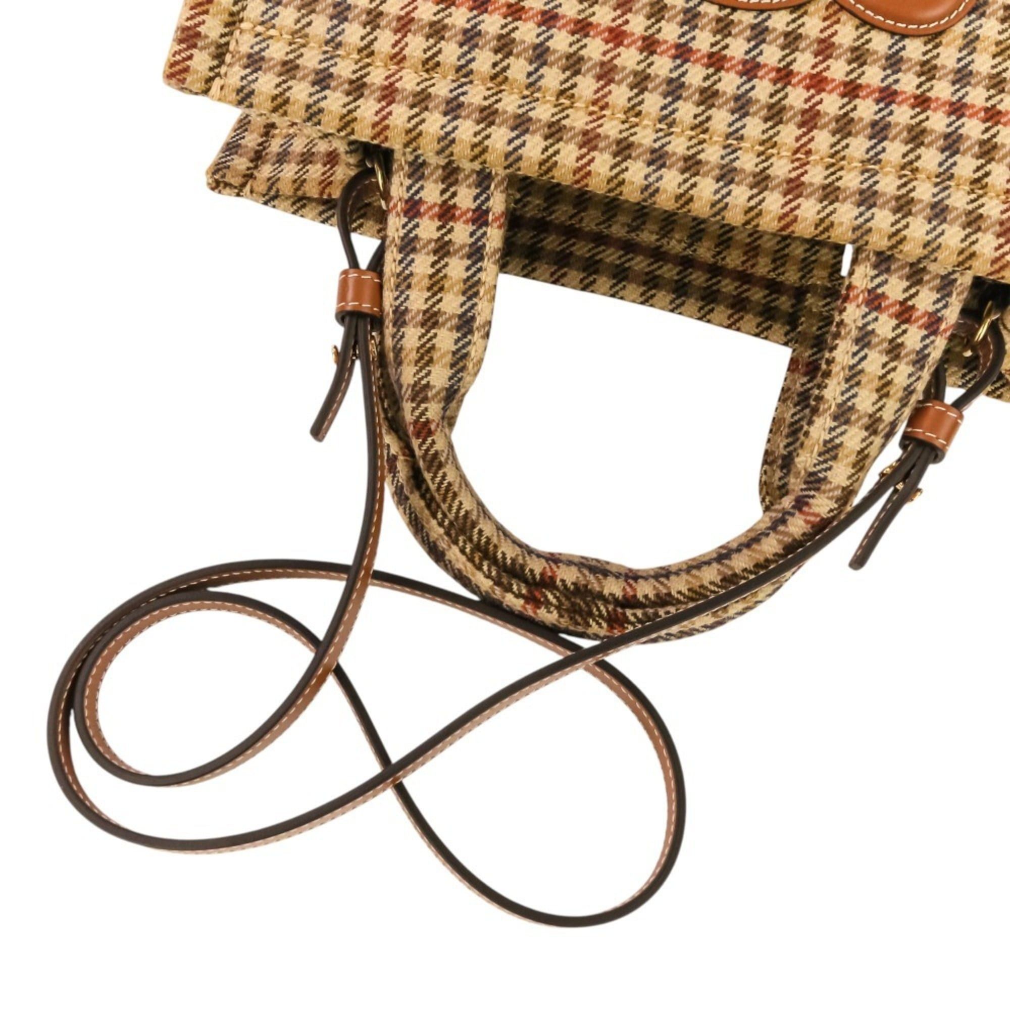Celine CELINE Triomphe Logo Small Cabas Thais Tweed 2-Way Shoulder Bag 199162EP8.14ML Brown Beige Women's Size ONE SIZE - 7 Thumbnail