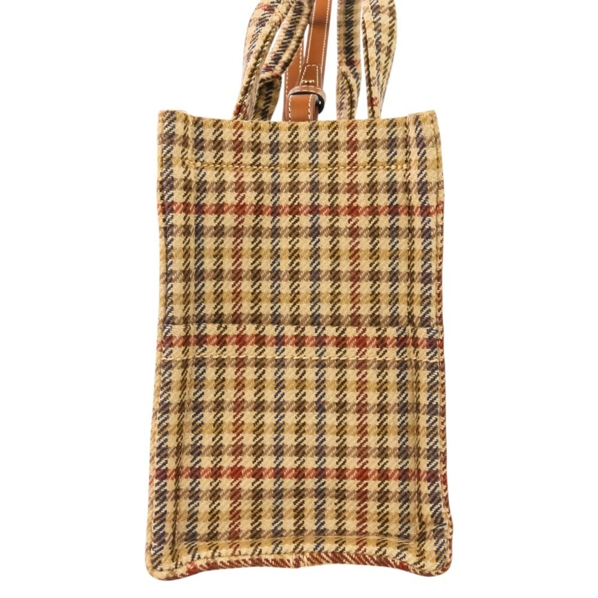 Celine CELINE Triomphe Logo Small Cabas Thais Tweed 2-Way Shoulder Bag 199162EP8.14ML Brown Beige Women's Size ONE SIZE - 5 Thumbnail