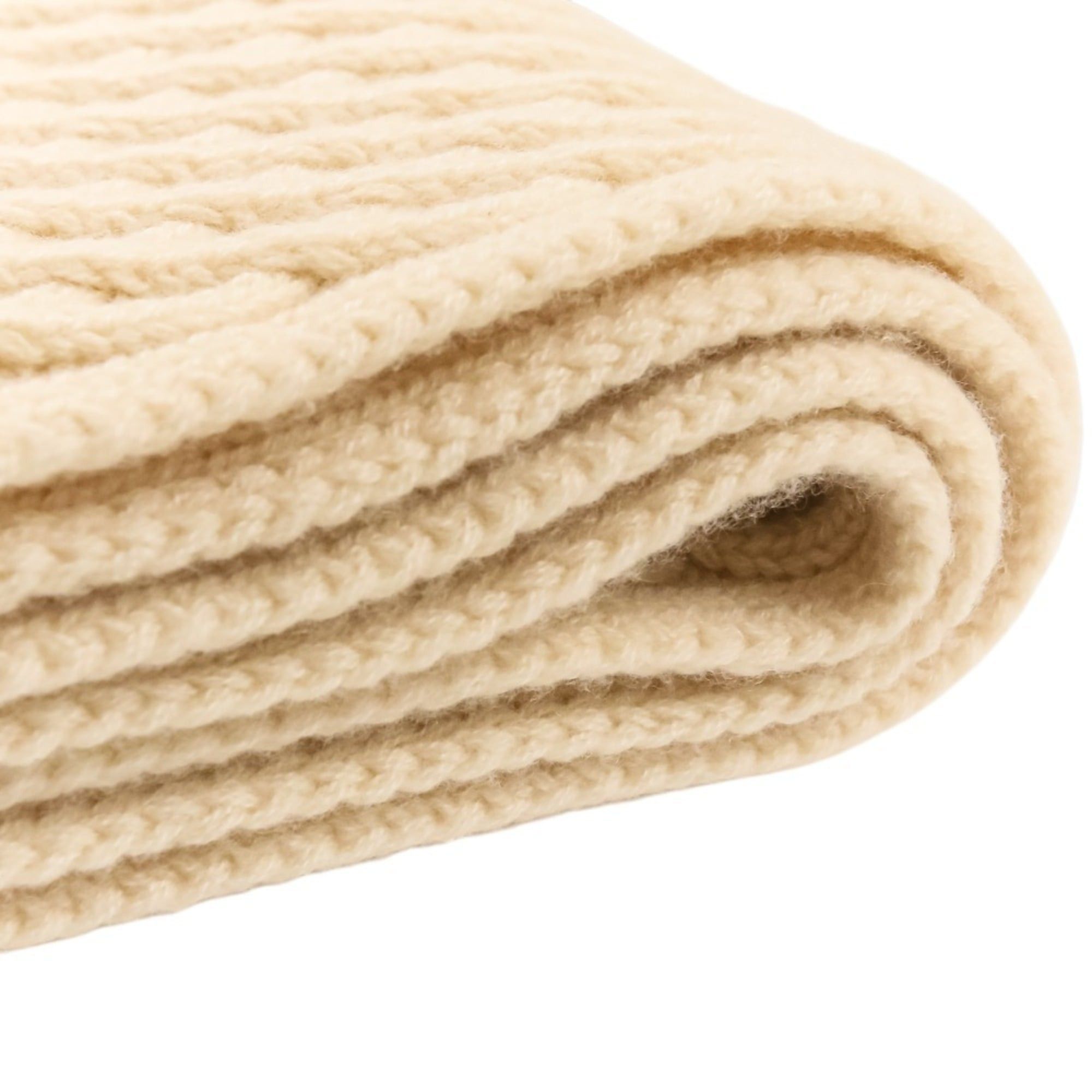 Chanel CHANEL Coco Mark Cashmere Cable Knit Scarf, Beige, Women's Size ONE SIZE - 4 Thumbnail