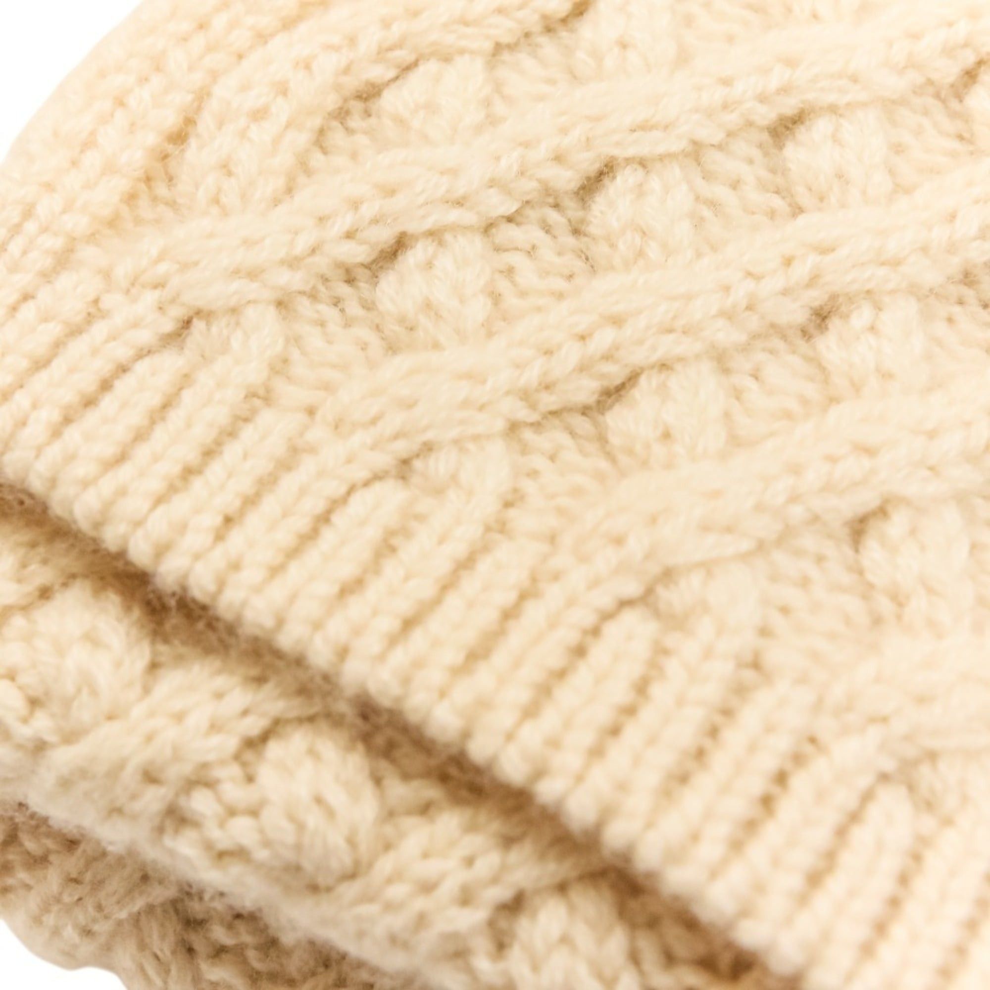 Chanel CHANEL Coco Mark Cashmere Cable Knit Scarf, Beige, Women's Size ONE SIZE - 5 Thumbnail