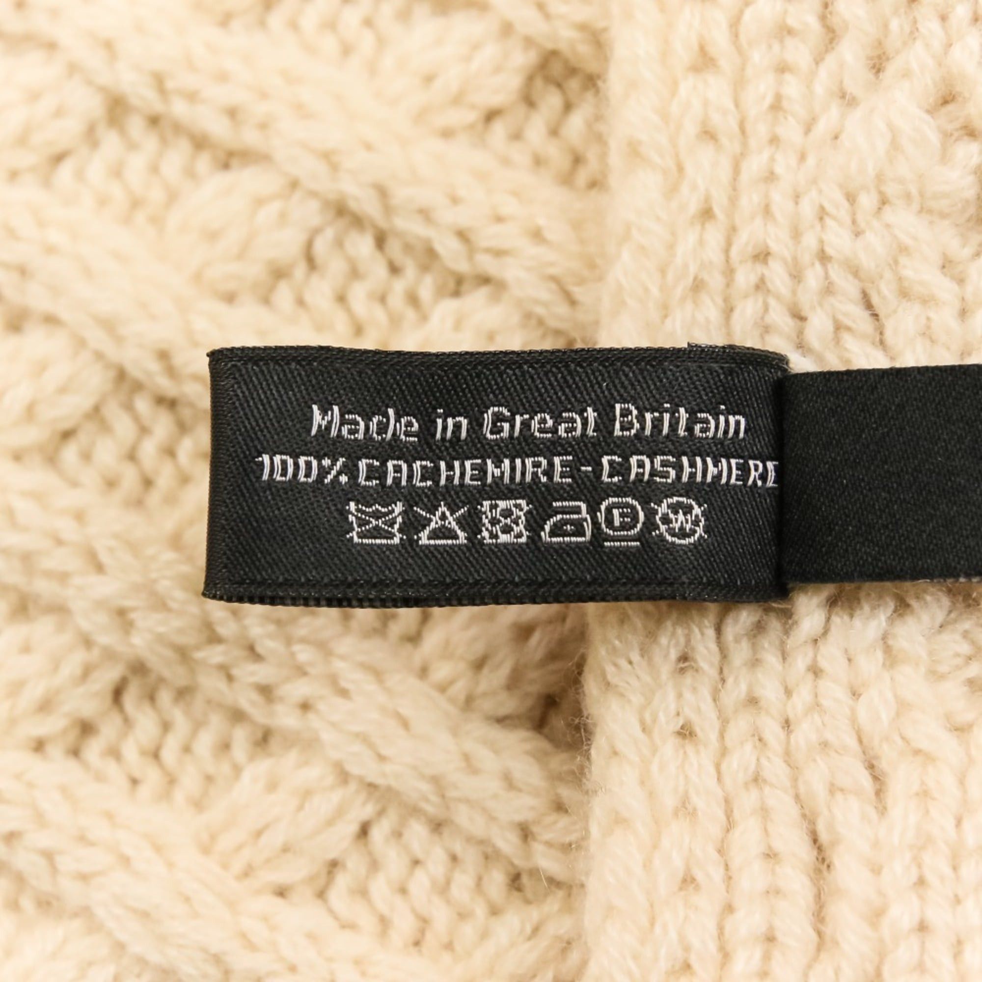 Chanel CHANEL Coco Mark Cashmere Cable Knit Scarf, Beige, Women's Size ONE SIZE - 10 Thumbnail