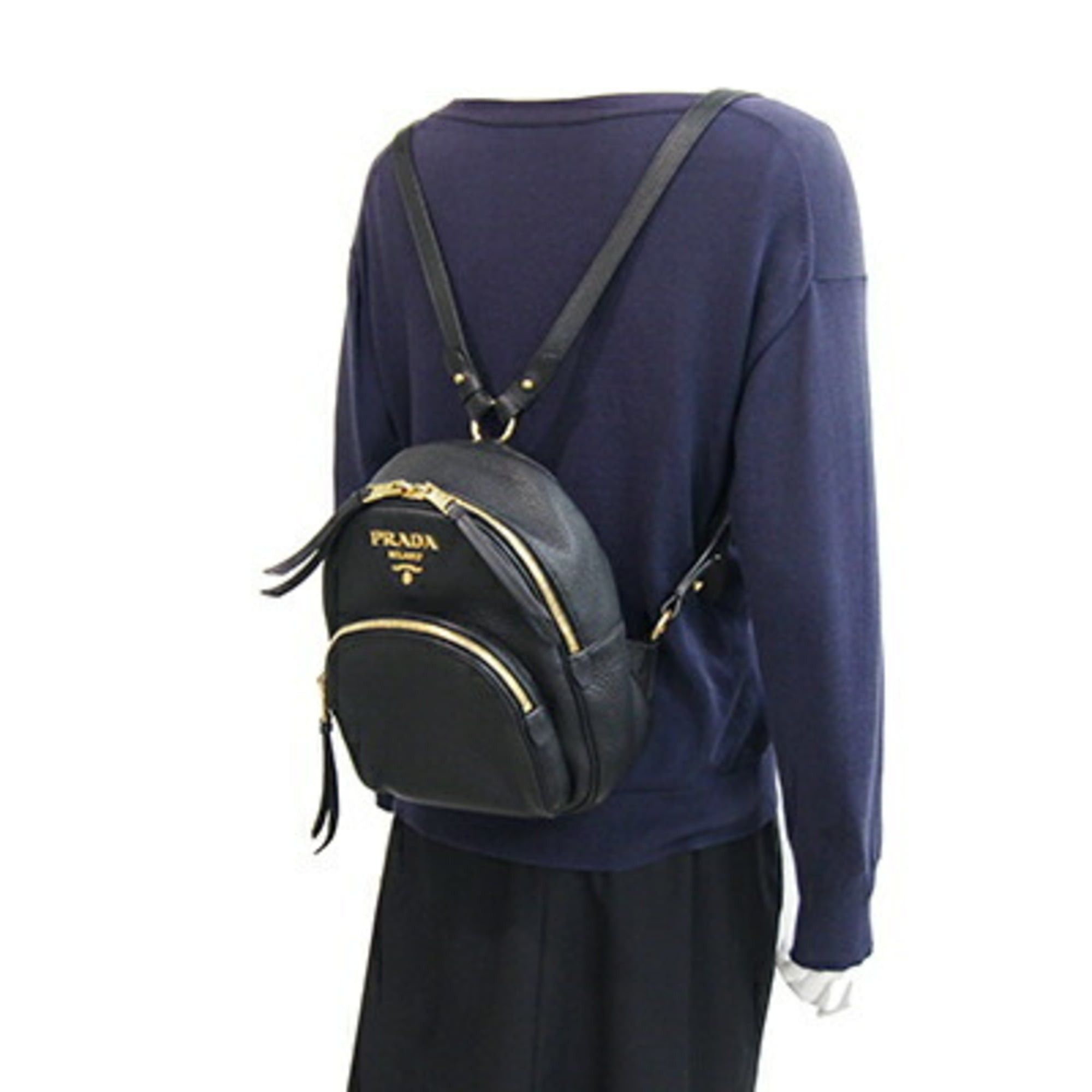 Prada Prada Backpack 1BZ051 Black Leather Mini for Women PRADA Size ONE SIZE - 9 Thumbnail