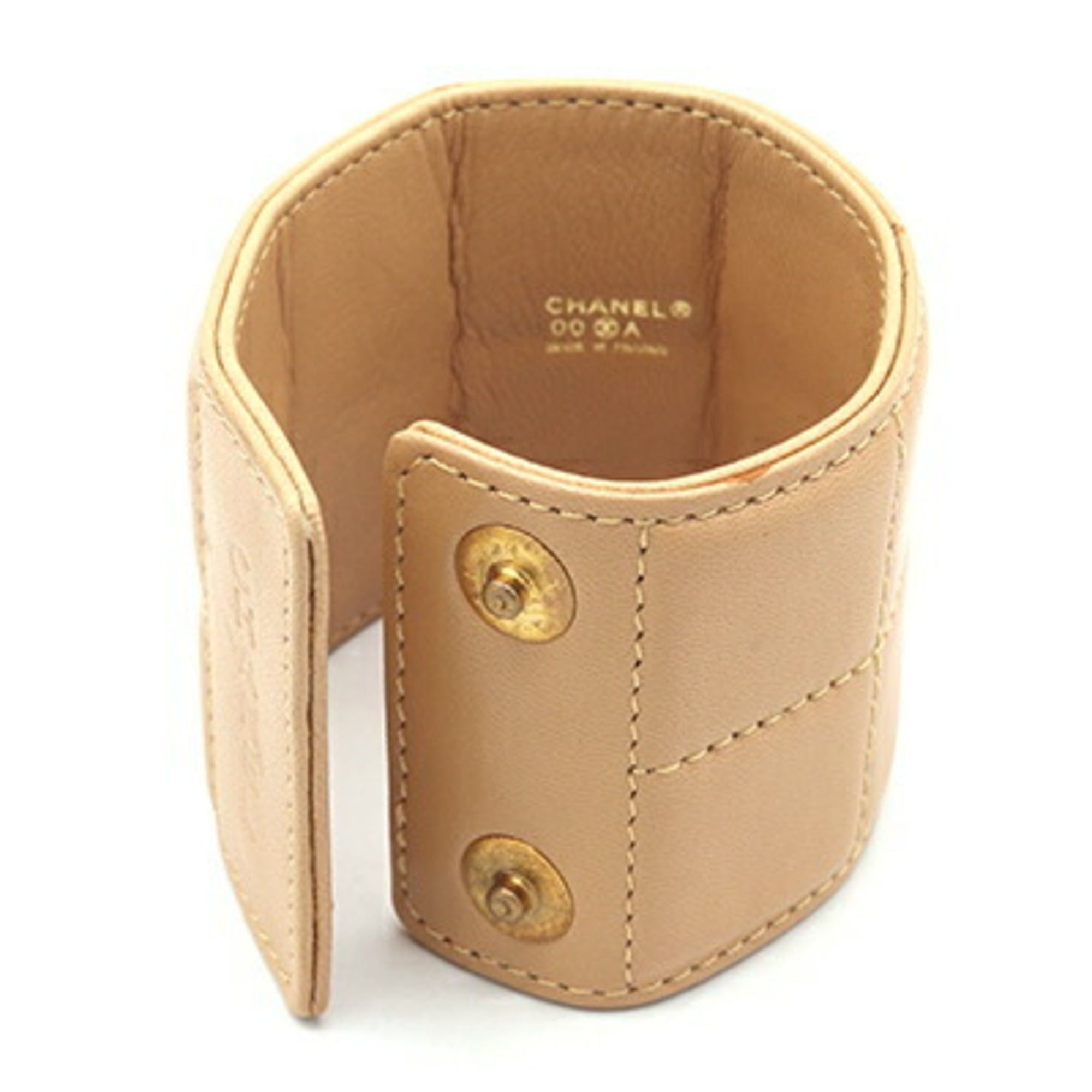 Chanel Chanel Chocolate Bar Bracelet, Beige Leather Bangle, Women's CHANEL Size ONE SIZE - 3 Thumbnail