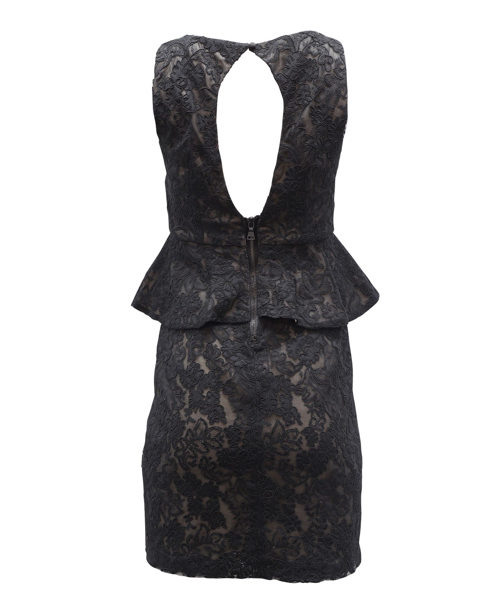 Alice + Olivia Alice + Olivia Josephine Lace Peplum Dress in Black Polyeste Size XS / US 0-2 / IT 36-38 - 2 Thumbnail