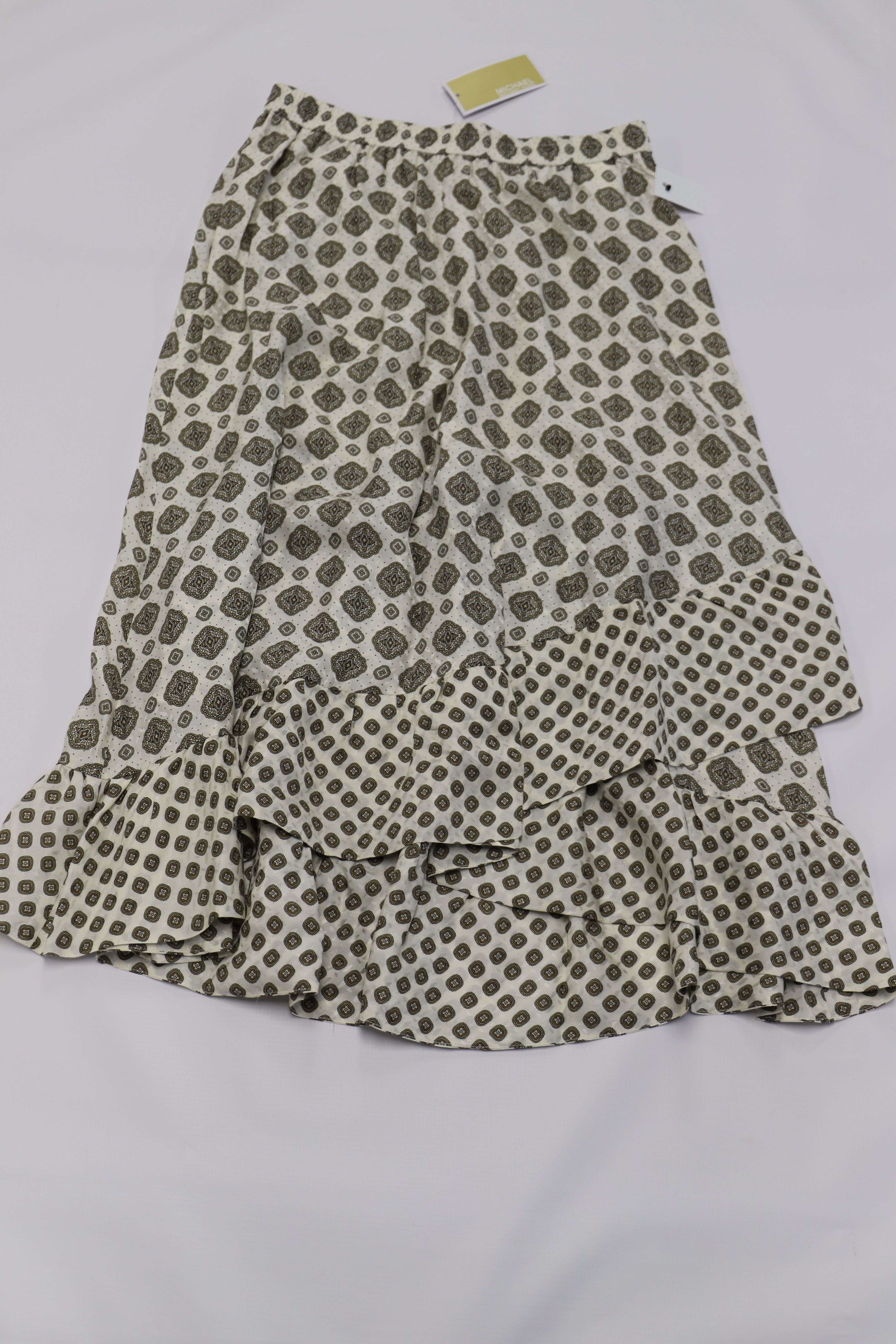 Michael Kors Michael Kors Asymmetrical Ruffled Jacquard Midi Skirt in Ivo Size 25" / US 0 / IT 36 - 7 Thumbnail