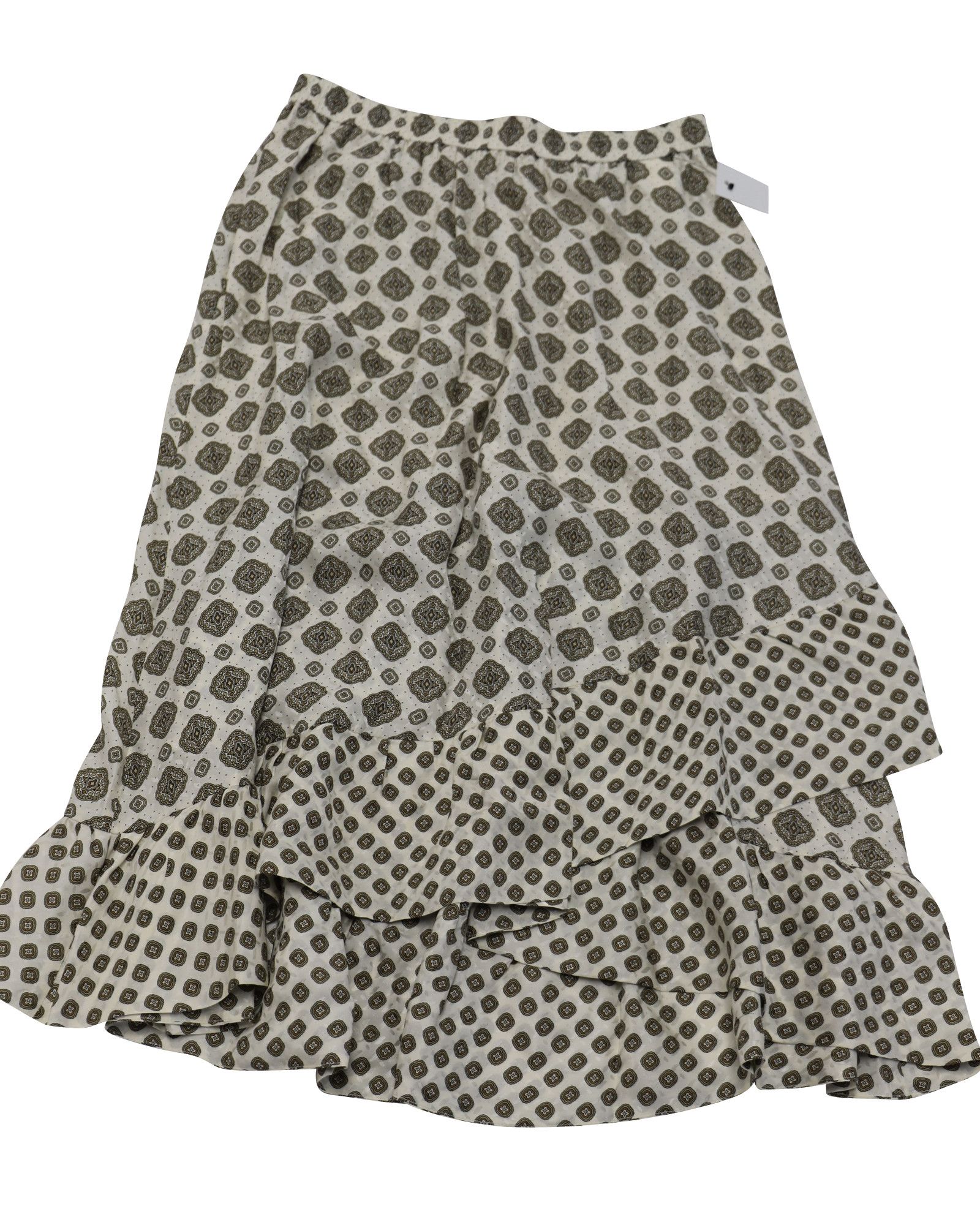 Michael Kors Michael Kors Asymmetrical Ruffled Jacquard Midi Skirt in Ivo Size 25" / US 0 / IT 36 - 2 Thumbnail