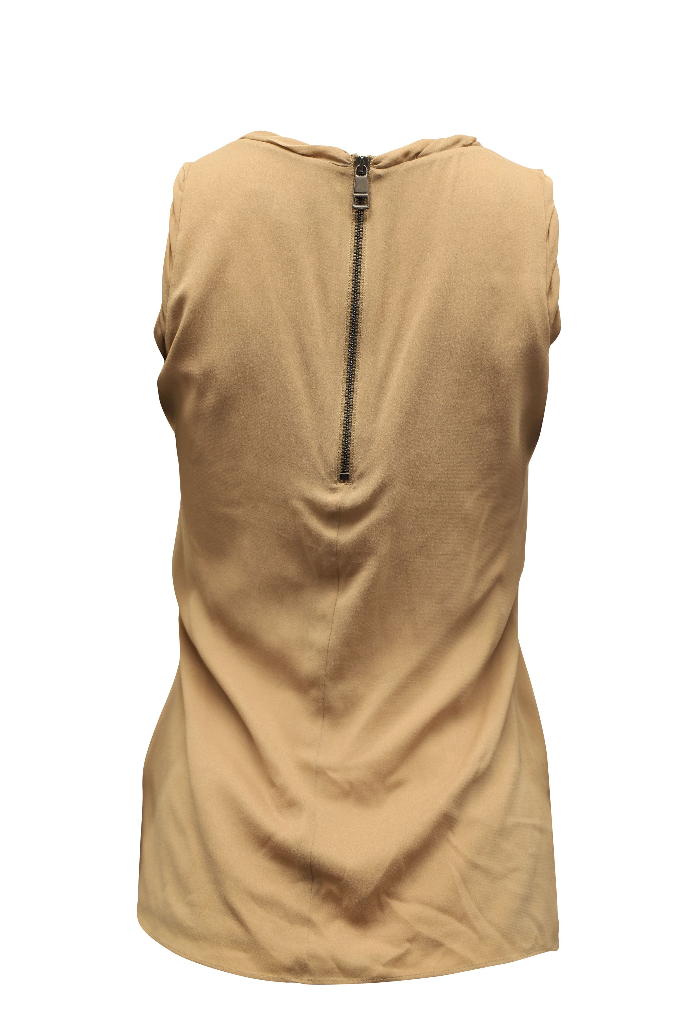 Burberry Burberry Sleeveless Blouse in Beige Silk Size XXS / US 00 / IT 34 - 2 Thumbnail