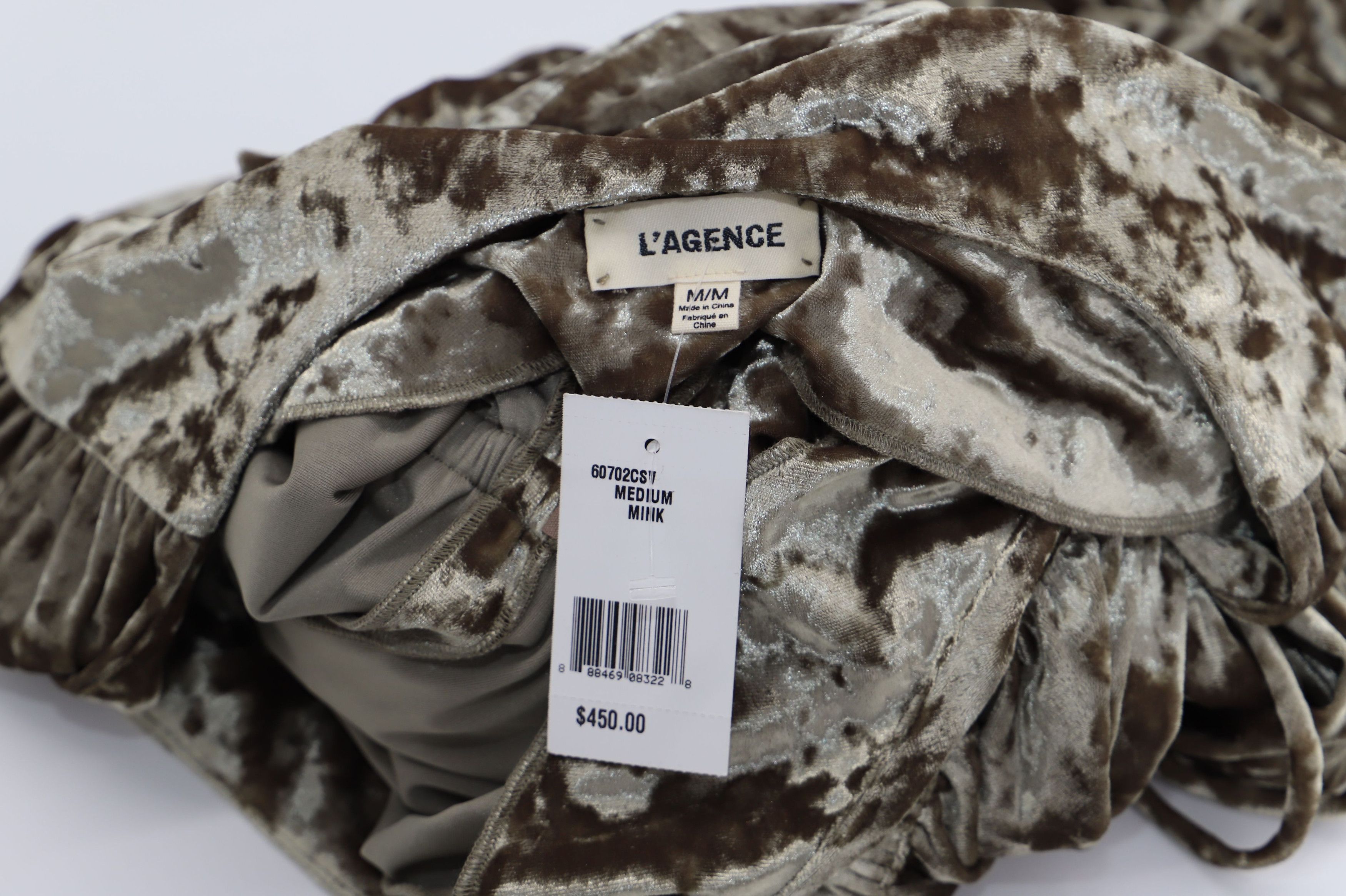 L'AGENCE L'agence Riley Wrap Velvet Dress in Brown Polyester Size XS / US 0-2 / IT 36-38 - 8 Thumbnail