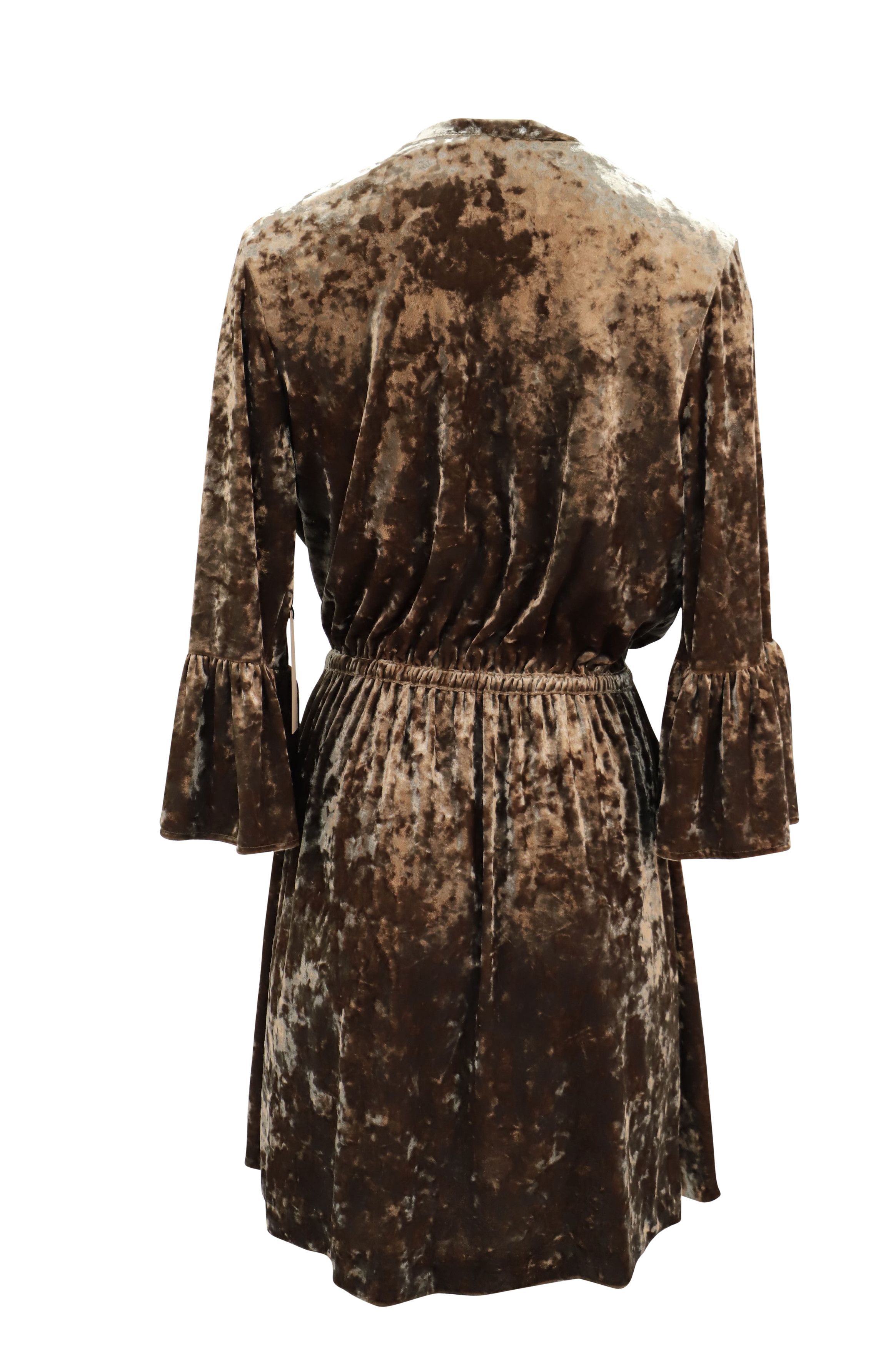 L'AGENCE L'agence Riley Wrap Velvet Dress in Brown Polyester Size XS / US 0-2 / IT 36-38 - 2 Thumbnail
