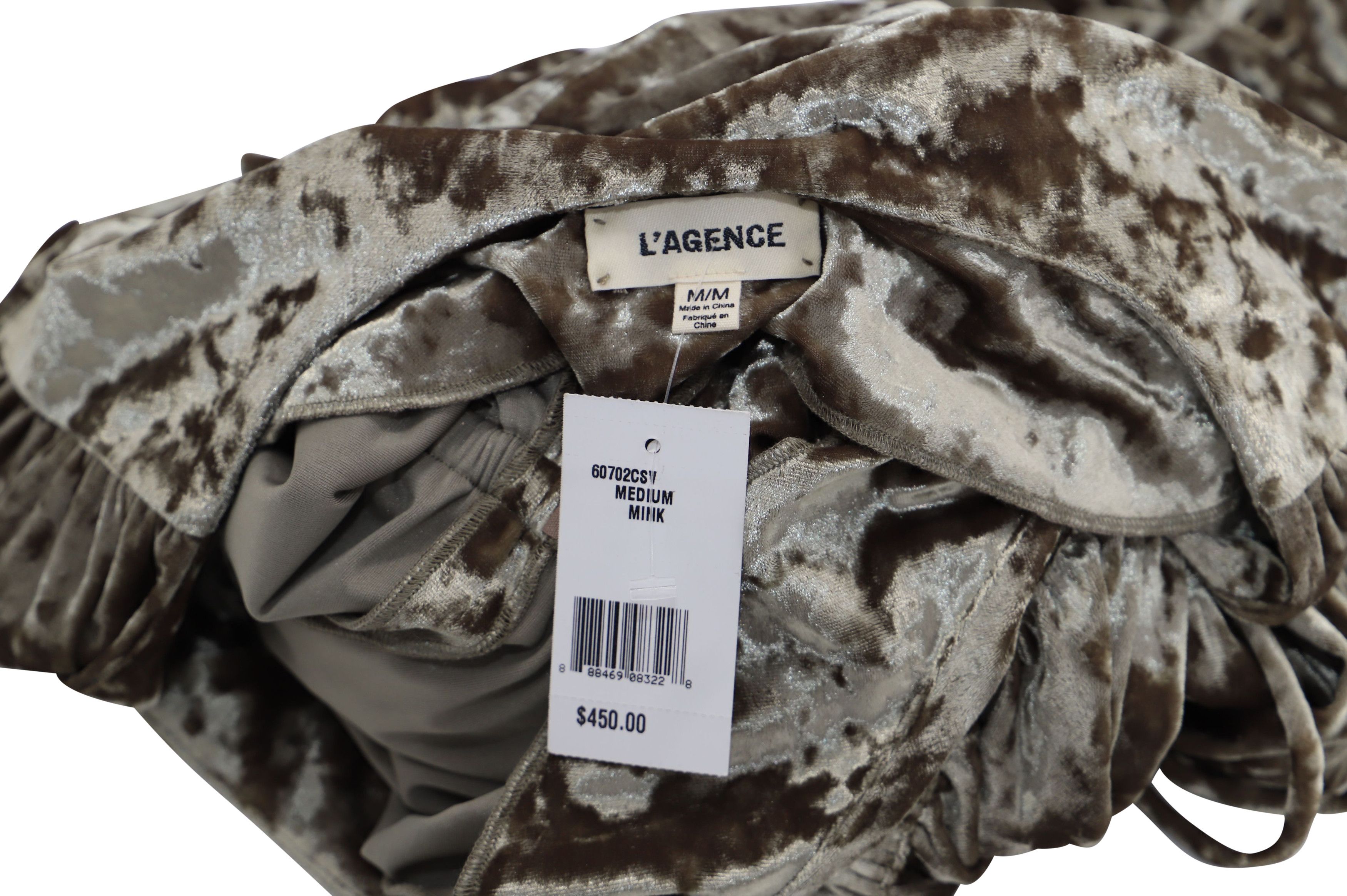 L'AGENCE L'agence Riley Wrap Velvet Dress in Brown Polyester Size XS / US 0-2 / IT 36-38 - 3 Thumbnail