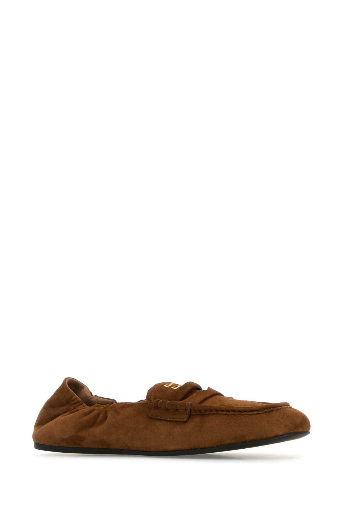 Miu Miu Brown Suede Leather Loafers Size US 6.5 / IT 36.5 - 2 Thumbnail
