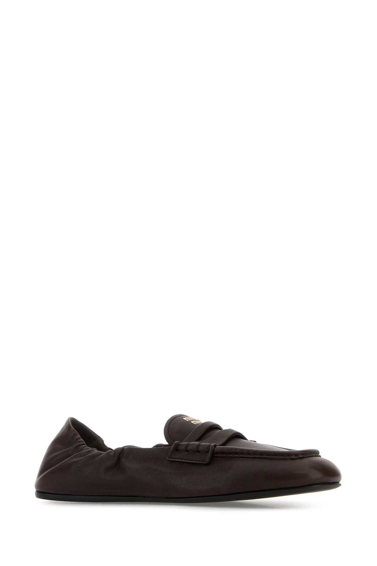 Miu Miu Dark Brown Nappa Leather Ruches Loafers Size US 11 / IT 41 - 2 Thumbnail