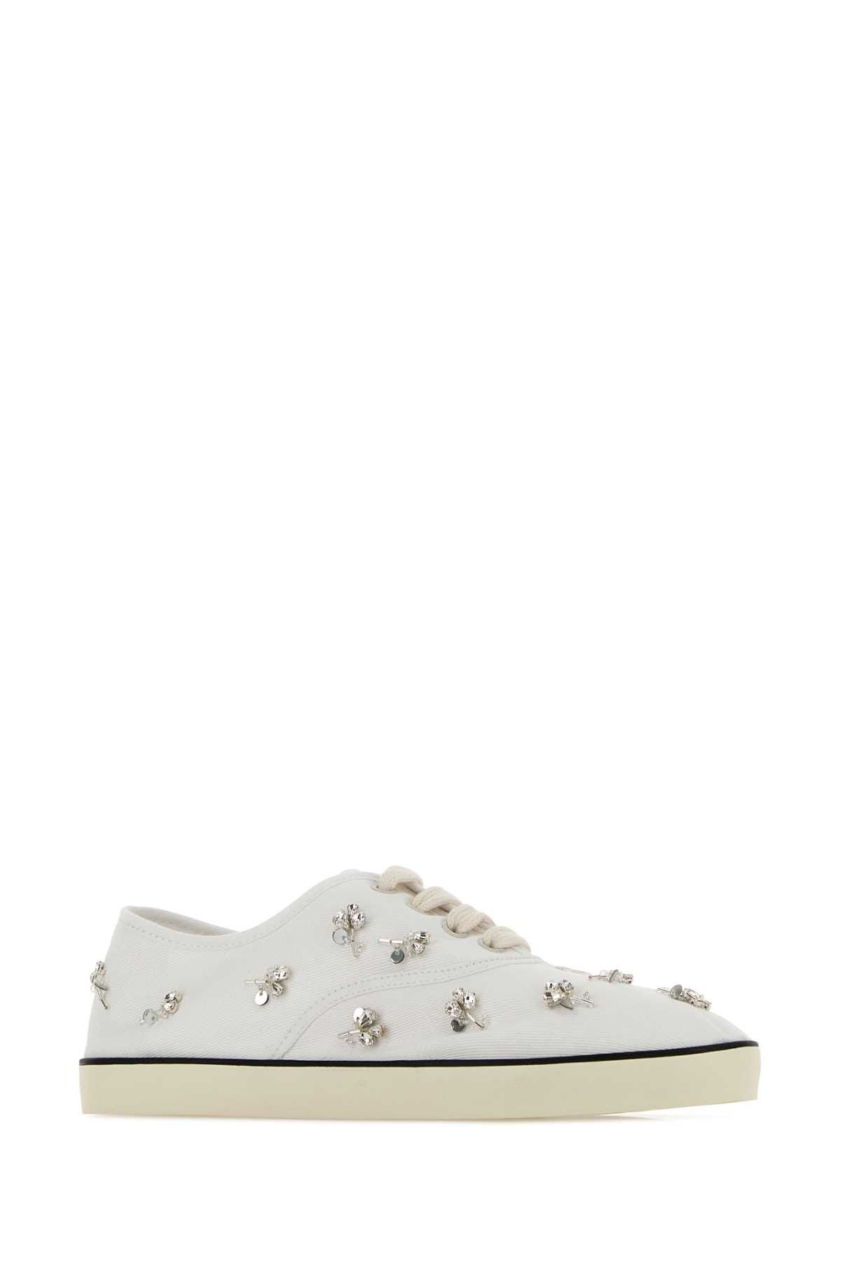 Miu Miu White Drill Sneakers Size US 8.5 / IT 38.5 - 2 Thumbnail