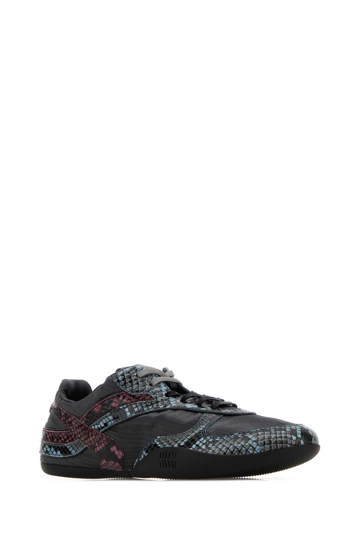 Miu Miu Multicolor Fabric And Leather Sneakers Size US 8 / IT 38 - 2 Thumbnail