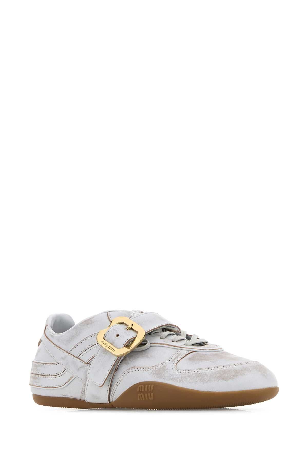 Miu Miu Chalk Leather Gymnasium Sneakers Size US 10 / IT 40 - 2 Thumbnail