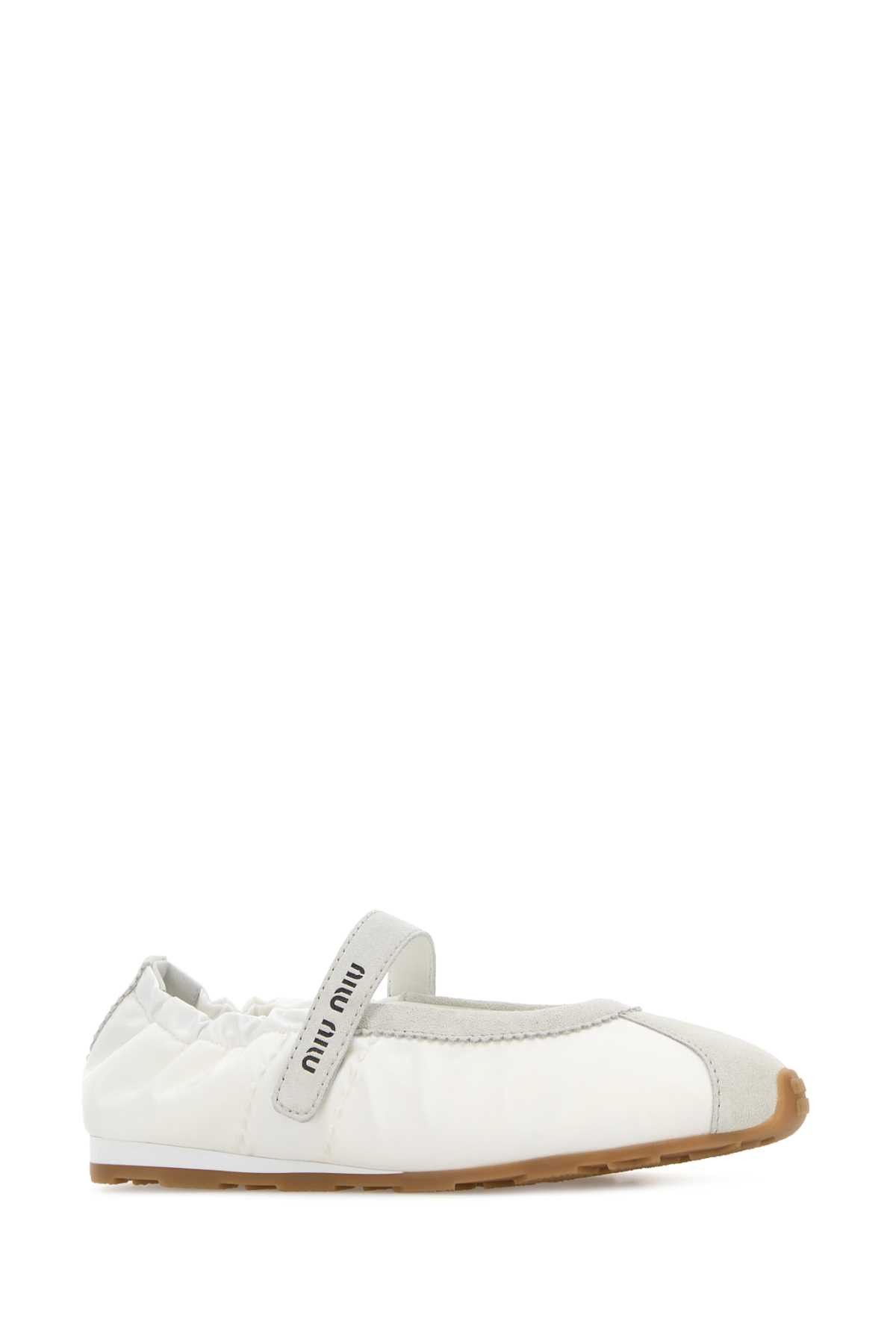 Miu Miu White Suede And Fabric Ballerinas Size US 10 / IT 40 - 2 Thumbnail