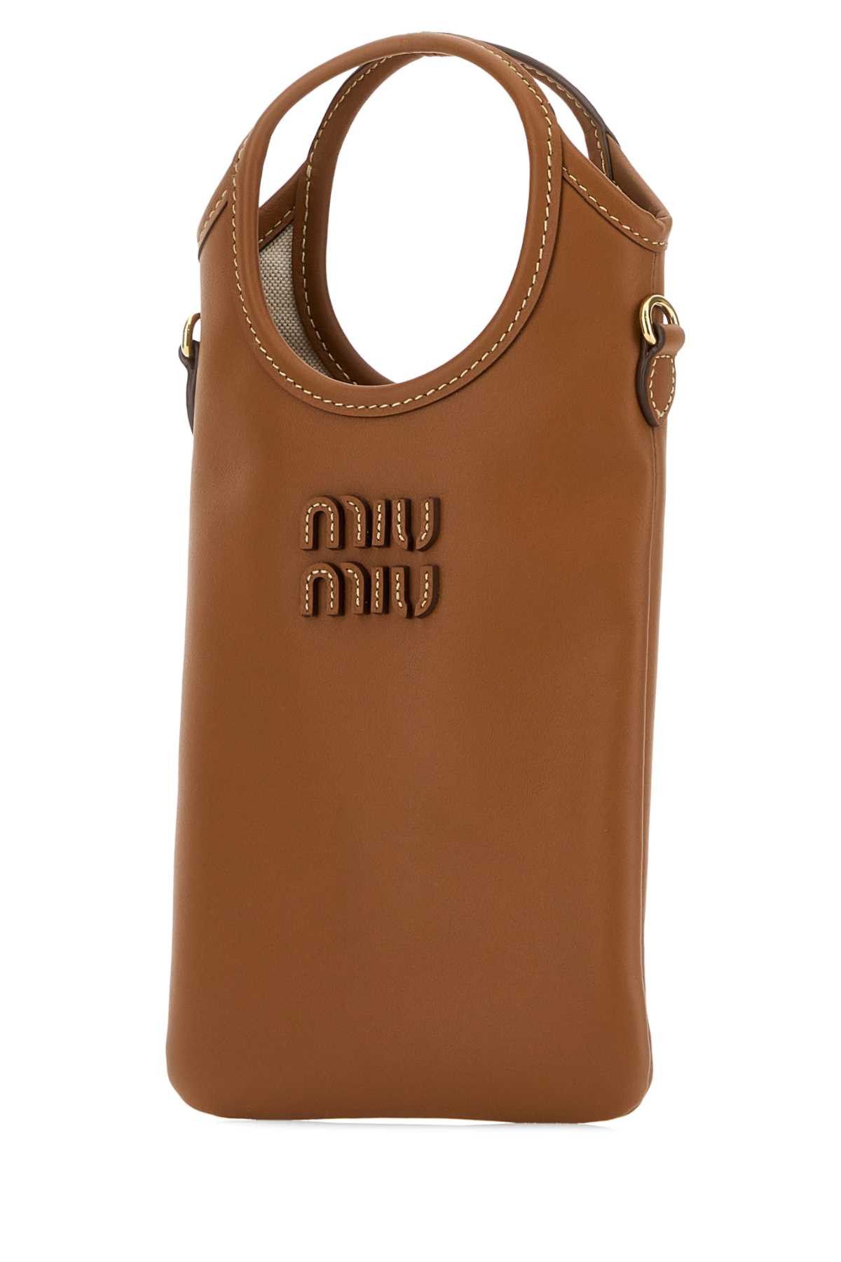 Miu Miu Caramel Leather Phone Case Size ONE SIZE - 2 Thumbnail