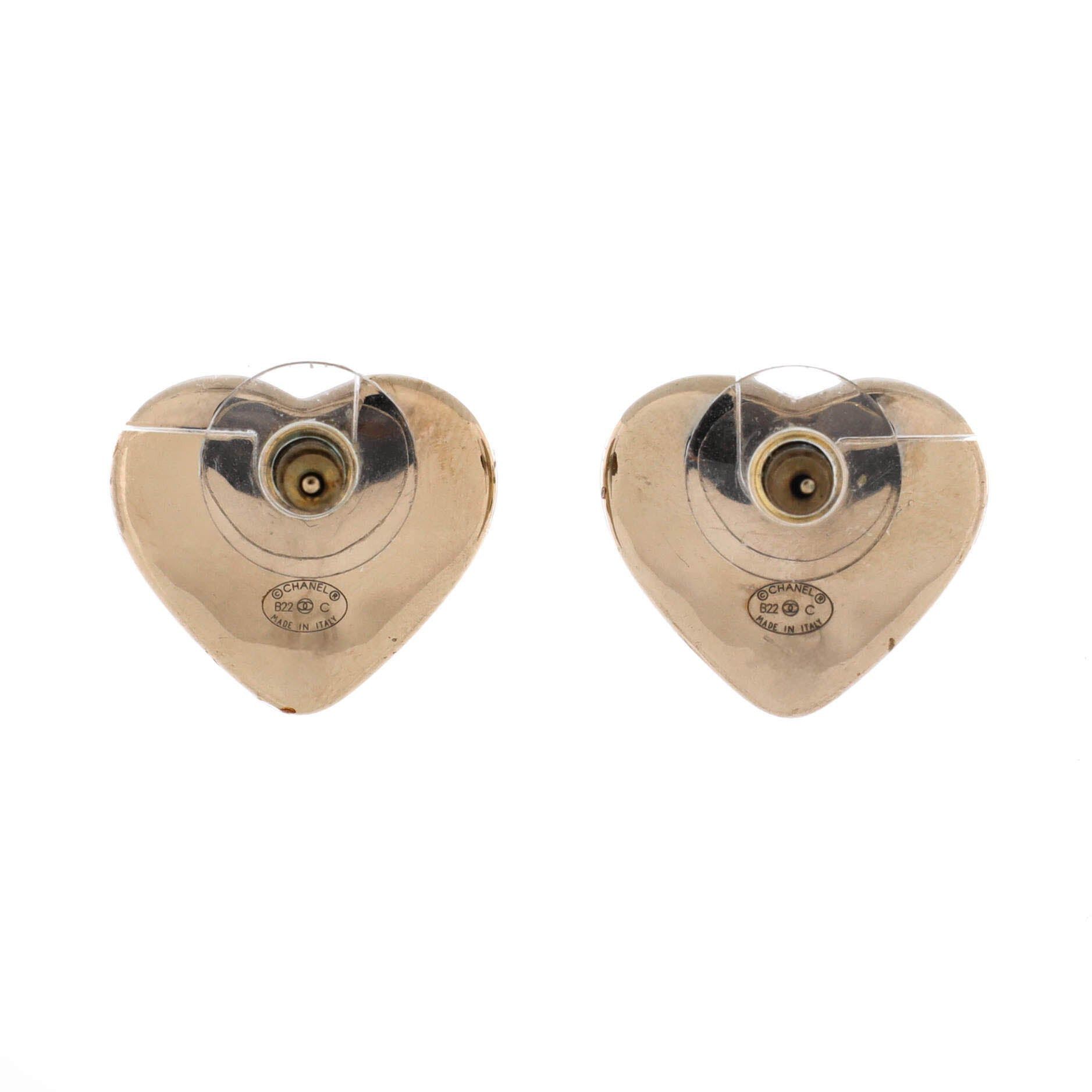 Chanel CC Heart Stud Earrings Size ONE SIZE - 2 Thumbnail