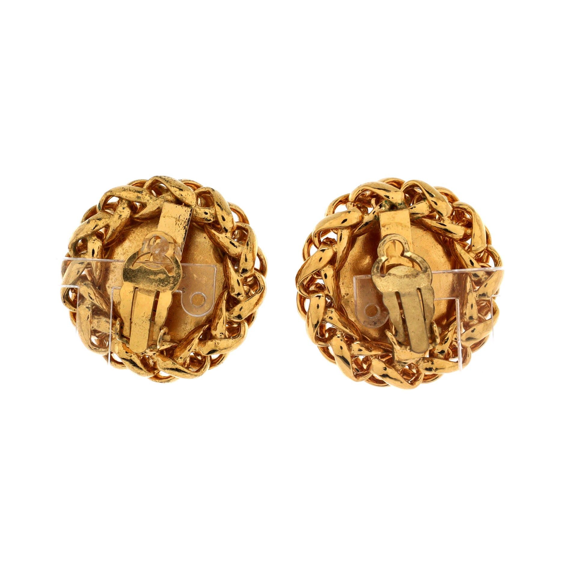 Chanel Vintage Wheat Sheaf Round Clip-On Earrings Size ONE SIZE - 3 Thumbnail