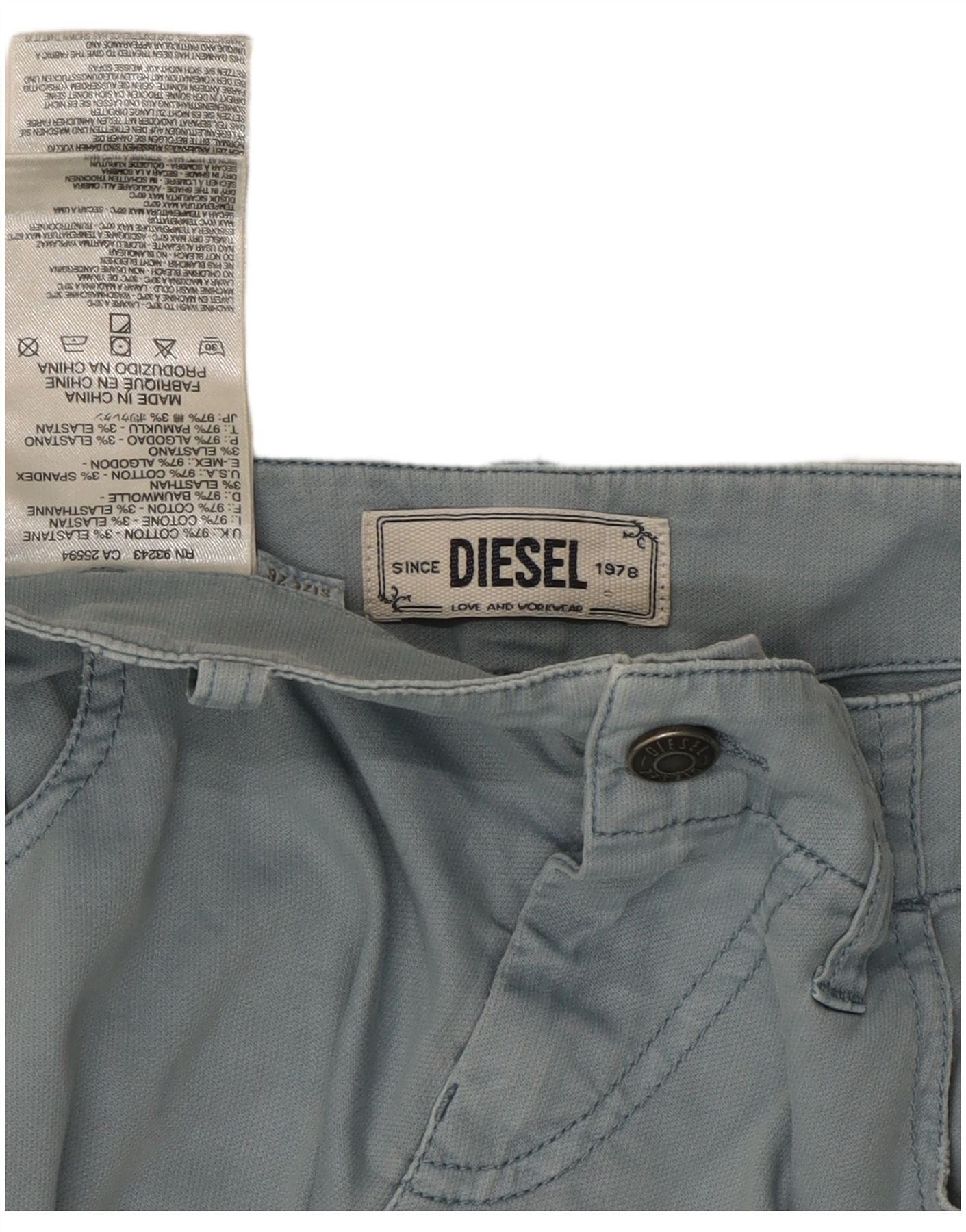 Diesel Womens Low Waist Slim Casual Trousers W26 L27 Blue Cotton Size 42" / US 20 - 3 Thumbnail
