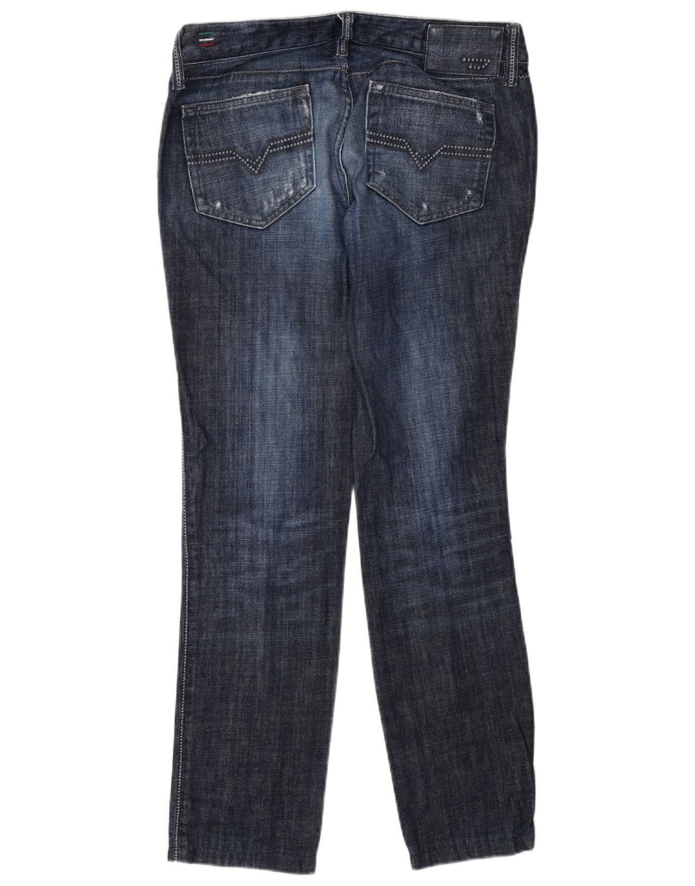Diesel Womens Cuddy Distressed Slim Jeans W27 L30 Blue Cotton Size 42" / US 20 - 2 Thumbnail