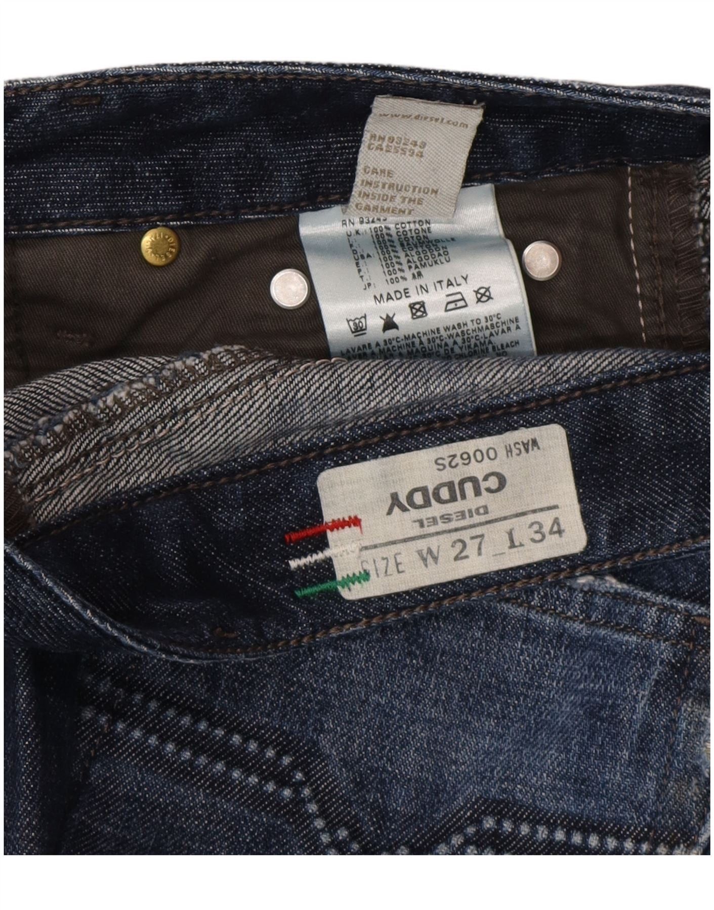 Diesel Womens Cuddy Distressed Slim Jeans W27 L30 Blue Cotton Size 42" / US 20 - 3 Thumbnail