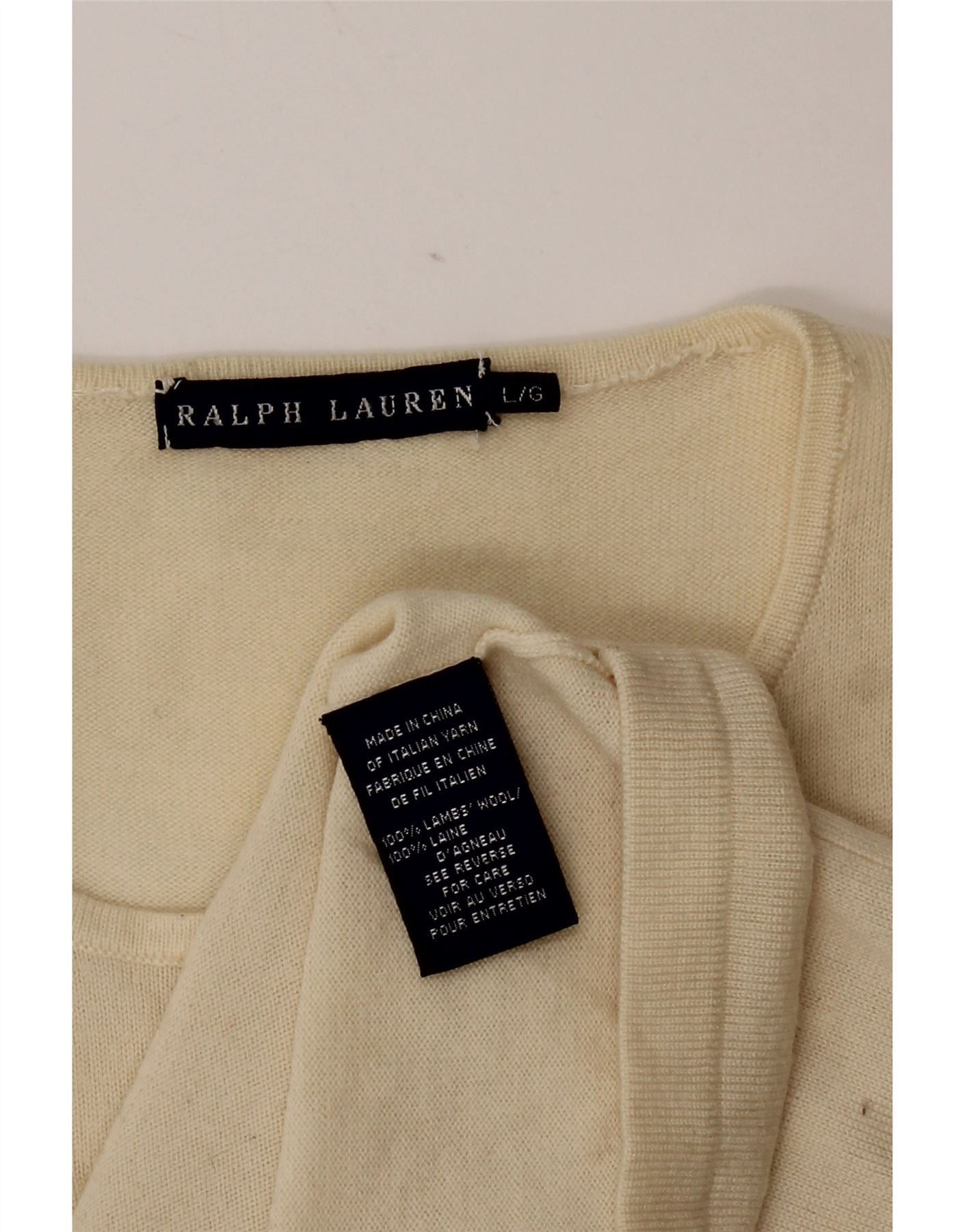 Ralph Lauren Womens Crop Bolero Jumper UK 16 Large Off White Wool Size M / US 6-8 / IT 42-44 - 4 Thumbnail