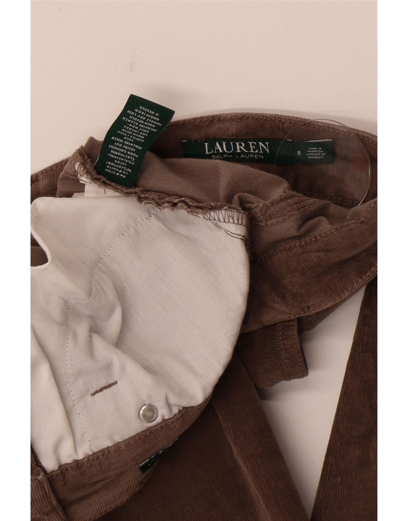 Ralph Lauren Womens Slim Corduroy Trousers US 8 Medium W31 L31 Brown Cott Size 27" / US 4 / IT 40 - 5 Thumbnail