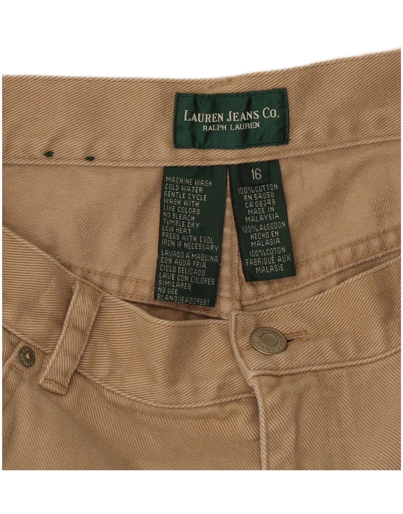 Ralph Lauren Womens Straight Casual Trousers US 16 Large W34 L30 Beige Size 34" / US 12 / IT 48 - 3 Thumbnail