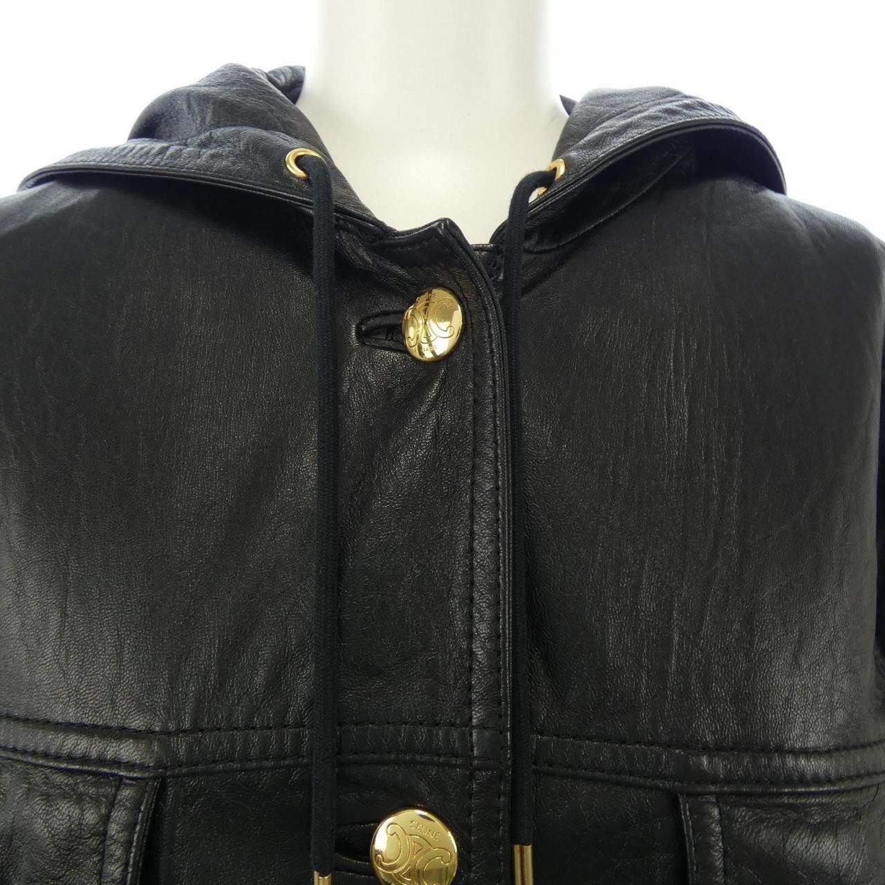 Celine Celine Celine Triomphe Lambskin Leather Jacket Leather Outerwear 2EC01303P DUTY FREE for USA Size ONE SIZE - 5 Thumbnail