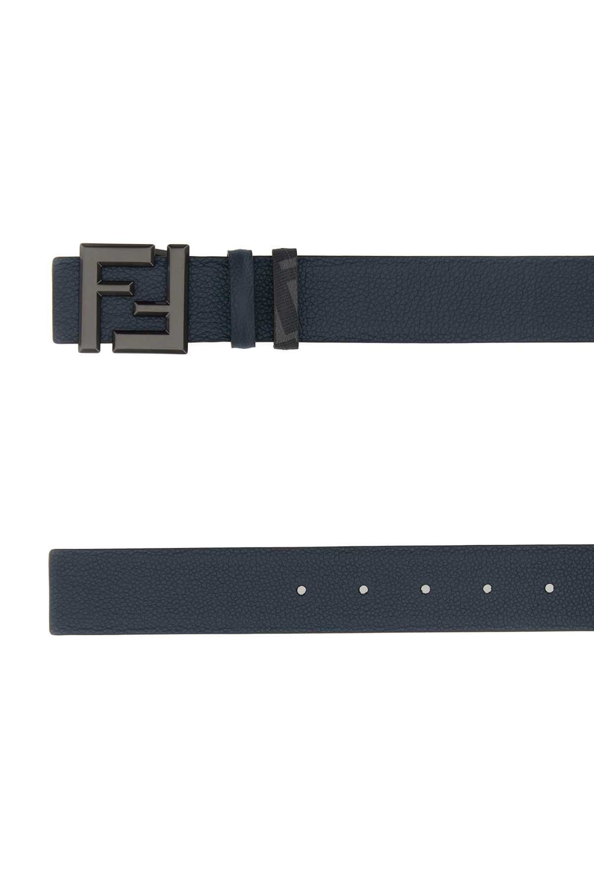Fendi Dark Blue Leather Squared Ff Reversible Belt Size ONE SIZE - 2 Thumbnail
