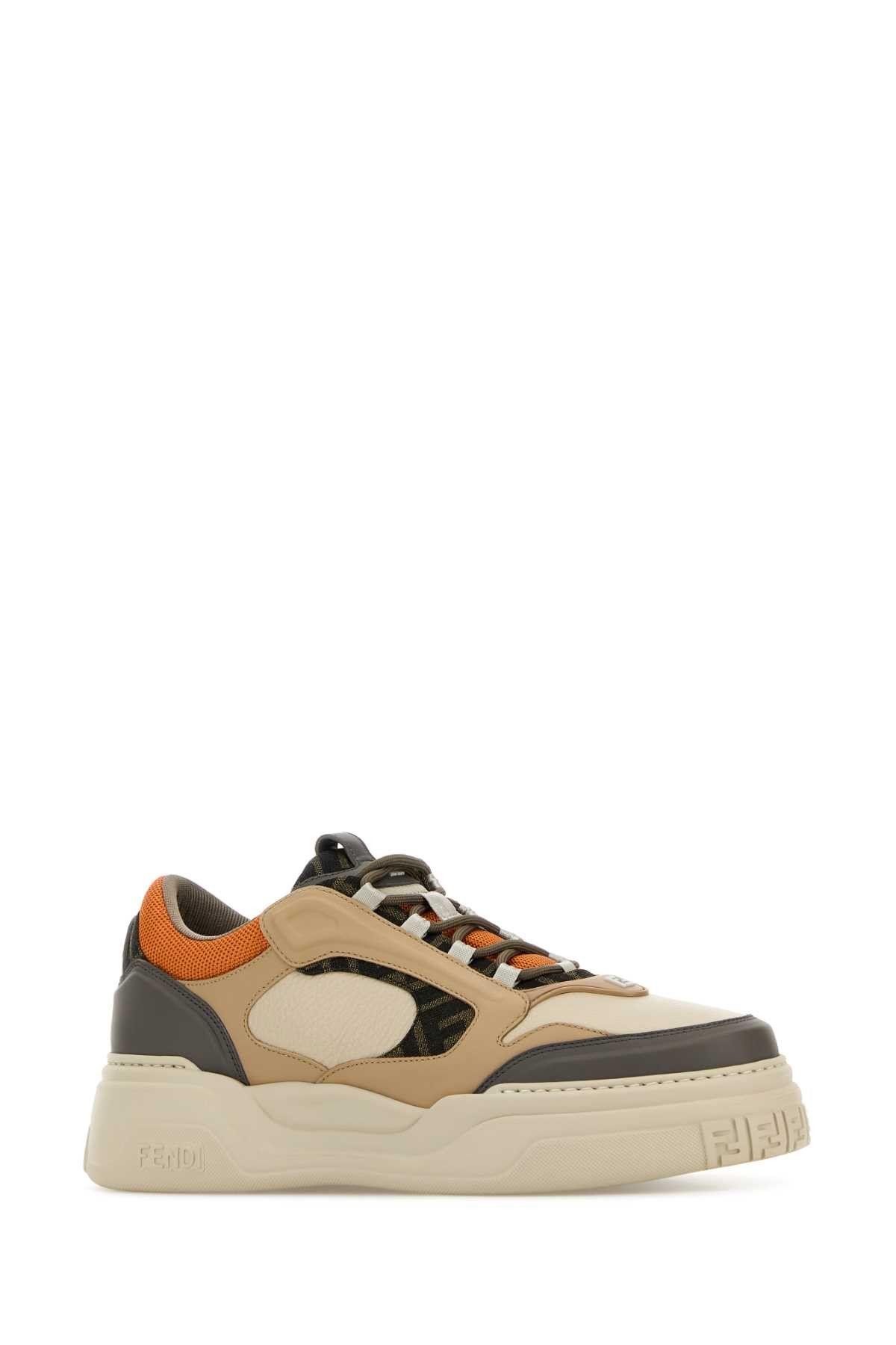 Fendi Multicolor Leather And Canvas Fendi Force Sneakers Size US 12 / EU 45 - 2 Thumbnail