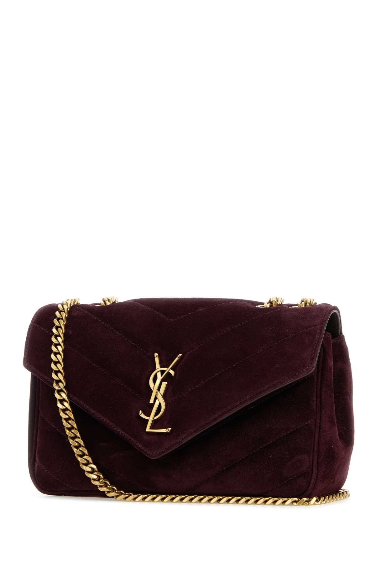 Saint Laurent Paris Aubergine Suede Small Loulou Shoulder Bag Size ONE SIZE - 2 Thumbnail