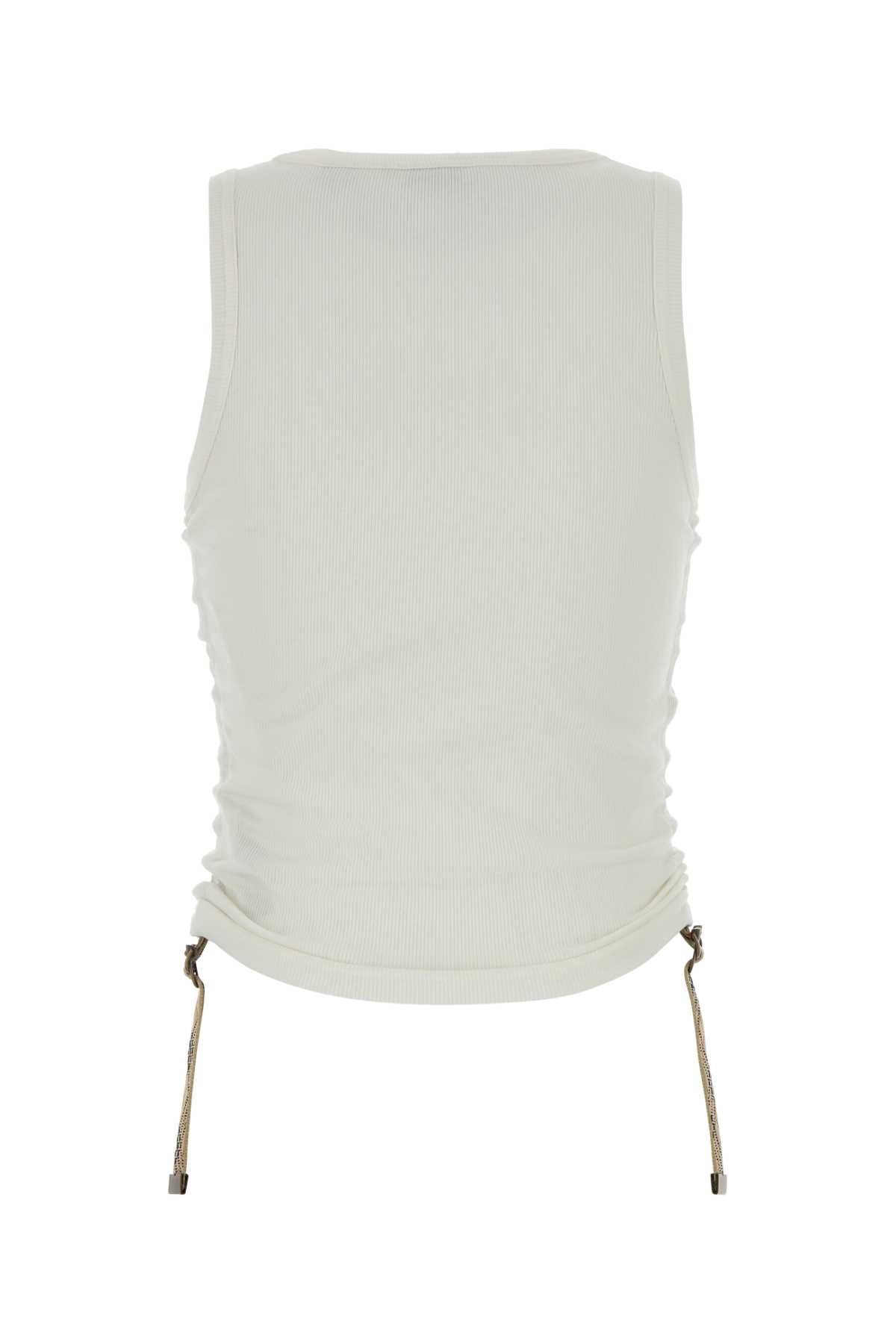 Burberry White Stretch Cotton Tank Top Size L / US 10 / IT 46 - 2 Thumbnail