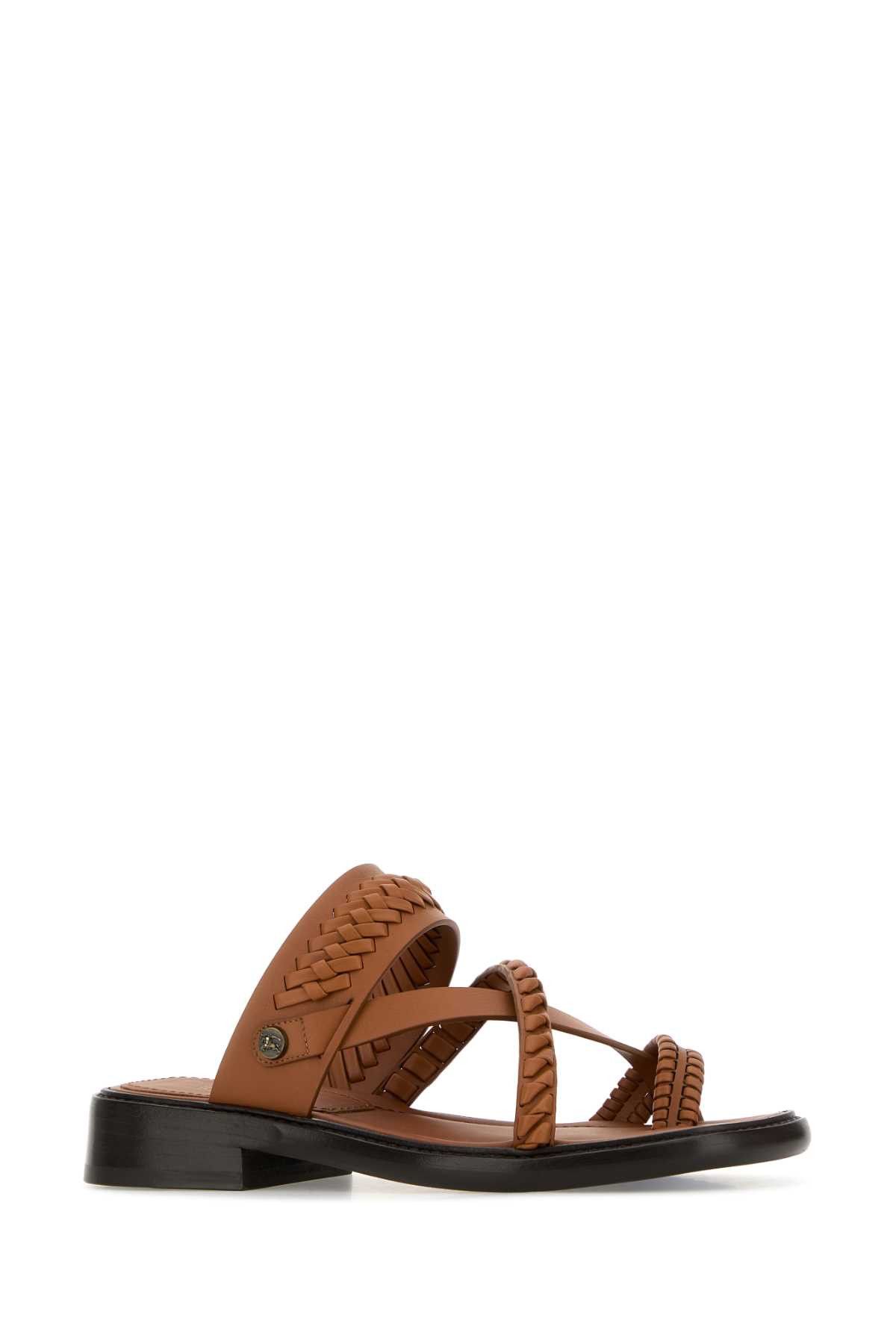 Burberry Caramel Leather Thong Slippers Size US 8 / IT 38 - 2 Thumbnail
