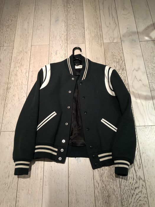 Saint Laurent Paris Saint Laurent Teddy Varsity Jacket Green Forest ...