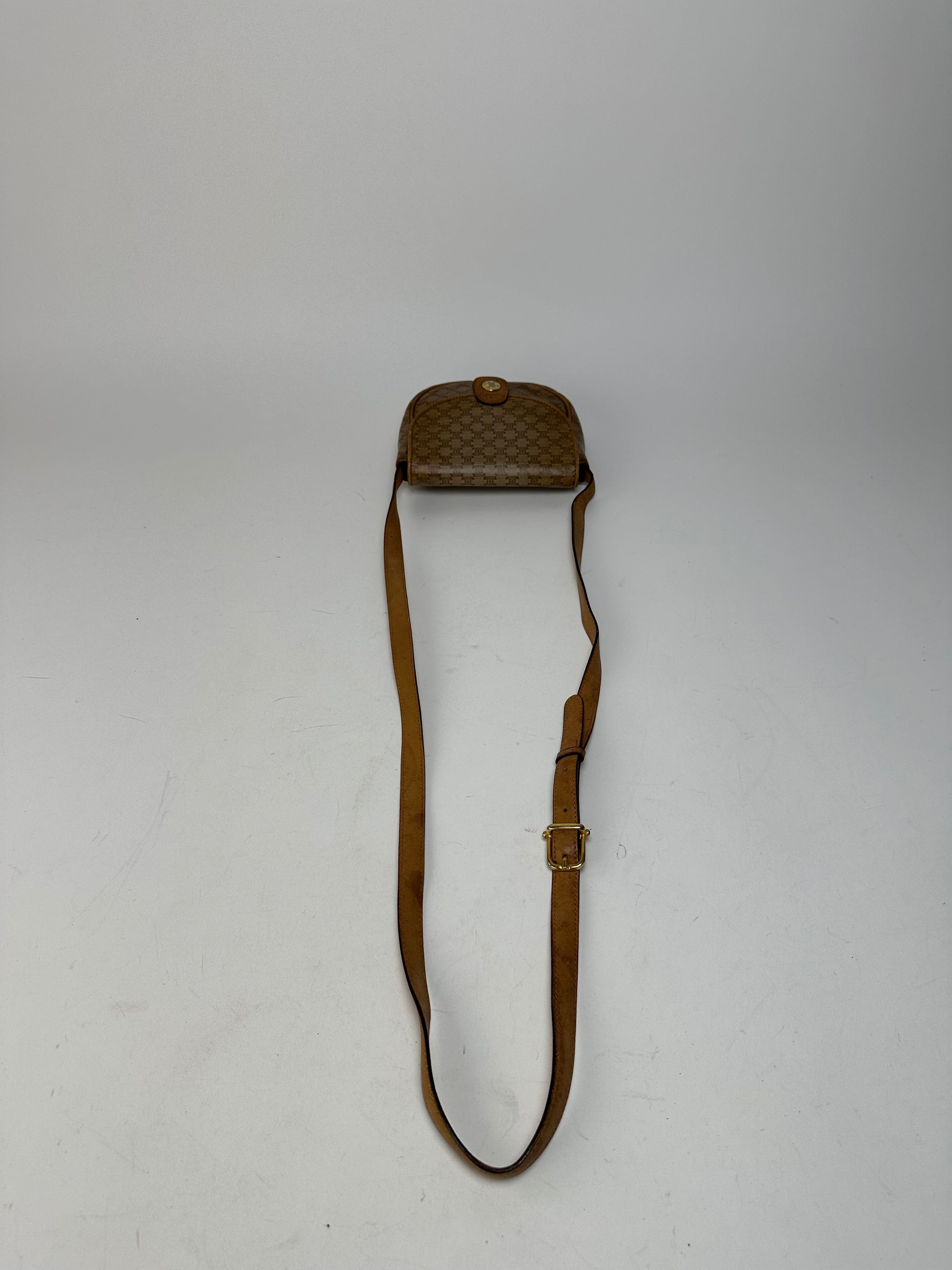 Celine Vintage Paris Leather Triomphe Mini Crossbody Bag Brown Size ONE SIZE - 10 Thumbnail