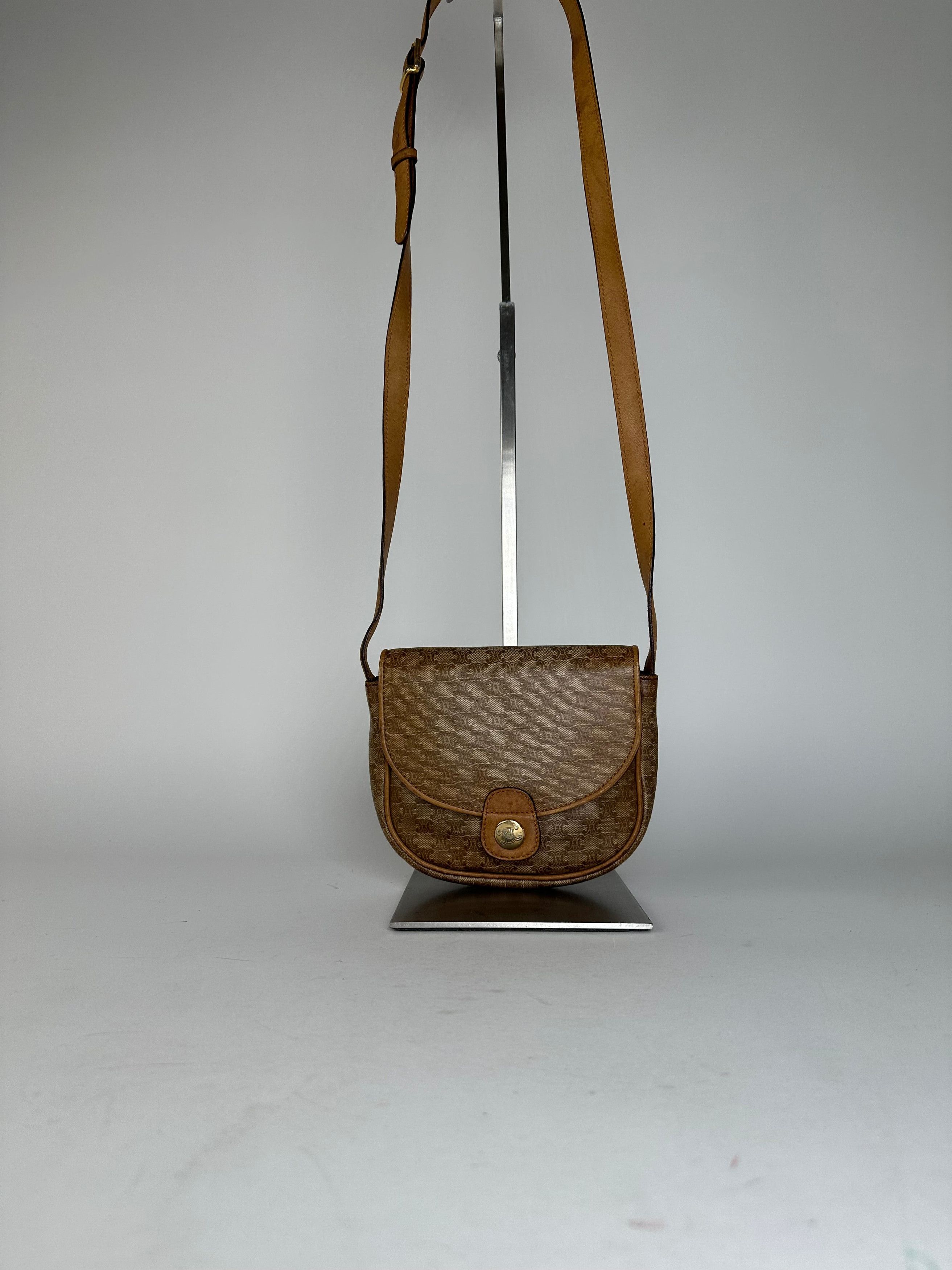 Celine Vintage Paris Leather Triomphe Mini Crossbody Bag Brown Size ONE SIZE - 12 Thumbnail