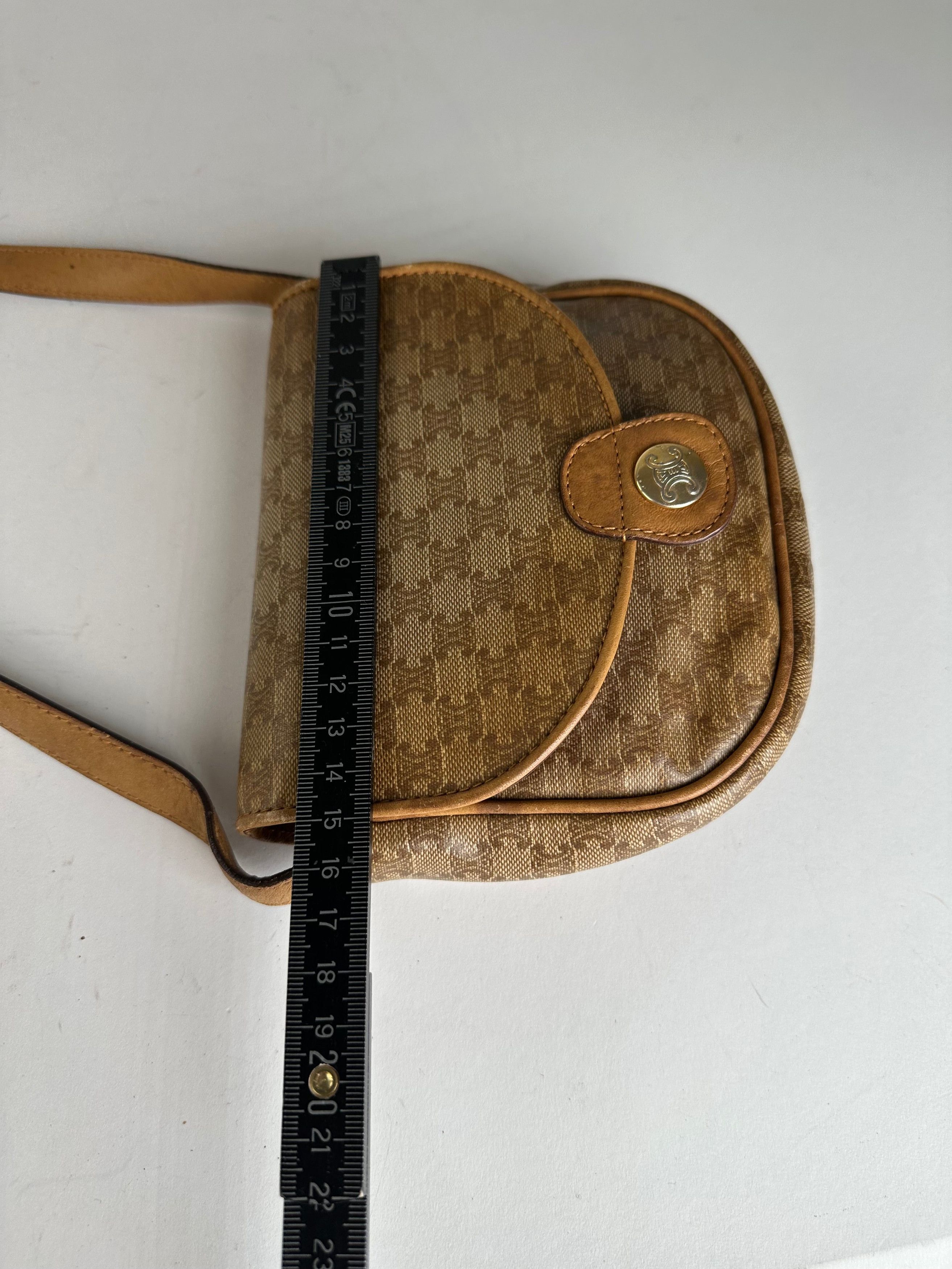 Celine Vintage Paris Leather Triomphe Mini Crossbody Bag Brown Size ONE SIZE - 14 Thumbnail