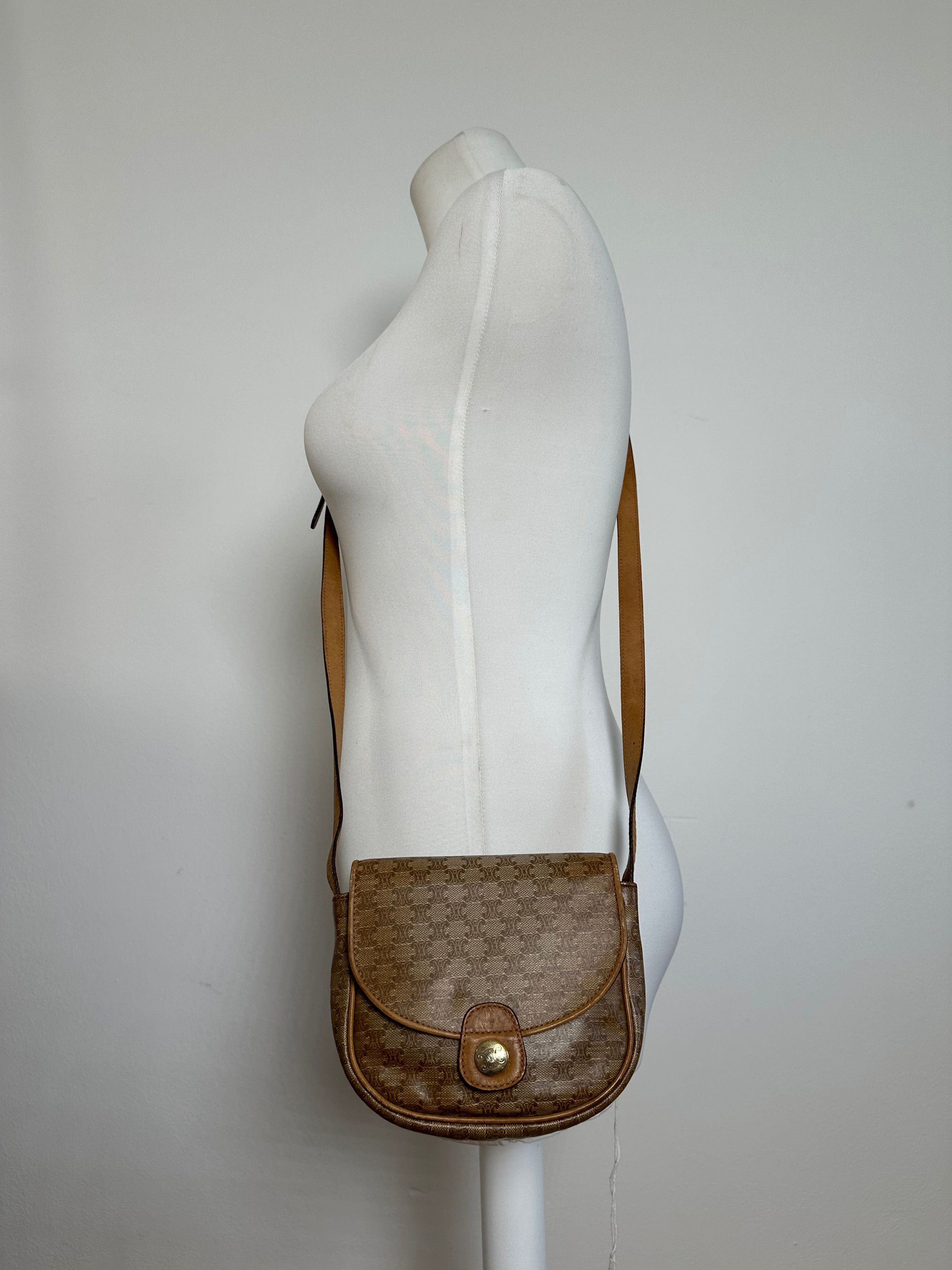 Celine Vintage Paris Leather Triomphe Mini Crossbody Bag Brown Size ONE SIZE - 7 Thumbnail
