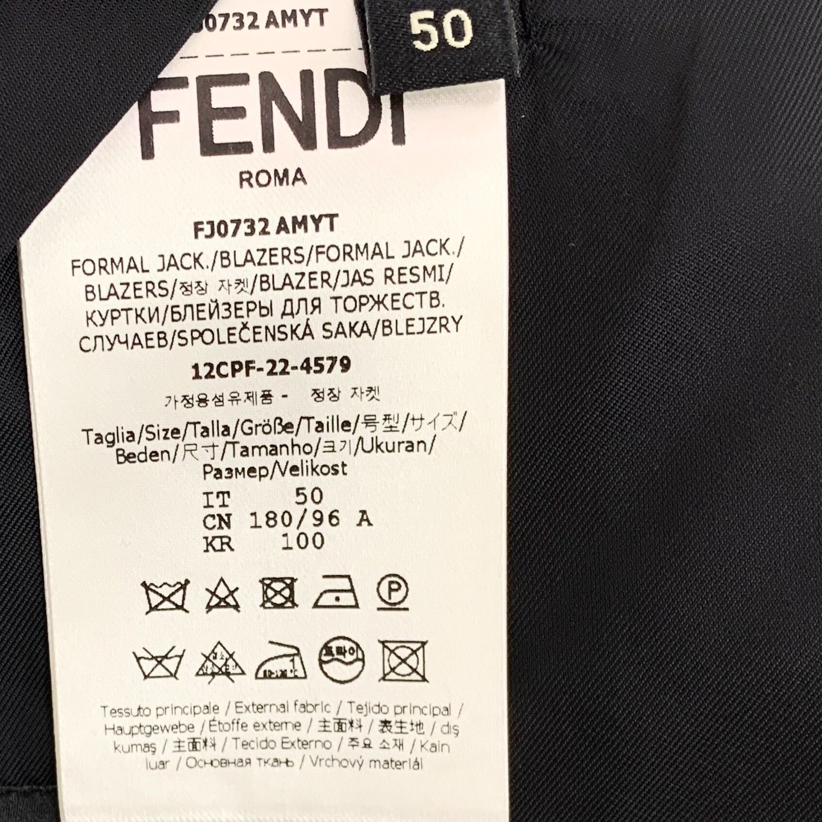 Fendi Fendi Back Zip Double Breasted Blazer 50 Size 50R - 8 Thumbnail