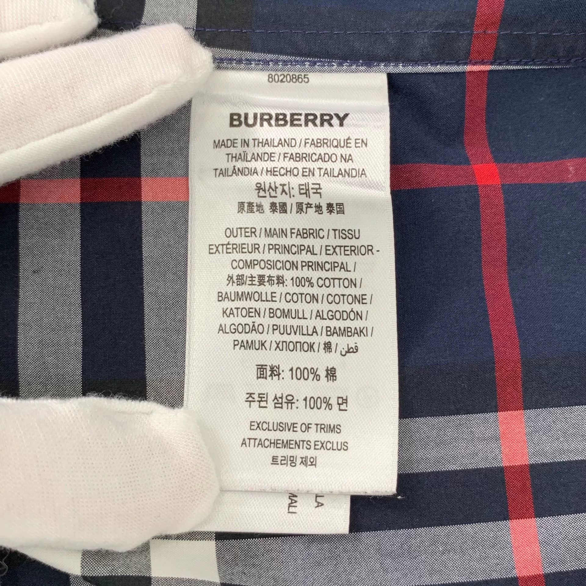 Burberry Burberry Navy Blue Check Cotton Shirt L Size US L / EU 52-54 / 3 - 6 Thumbnail