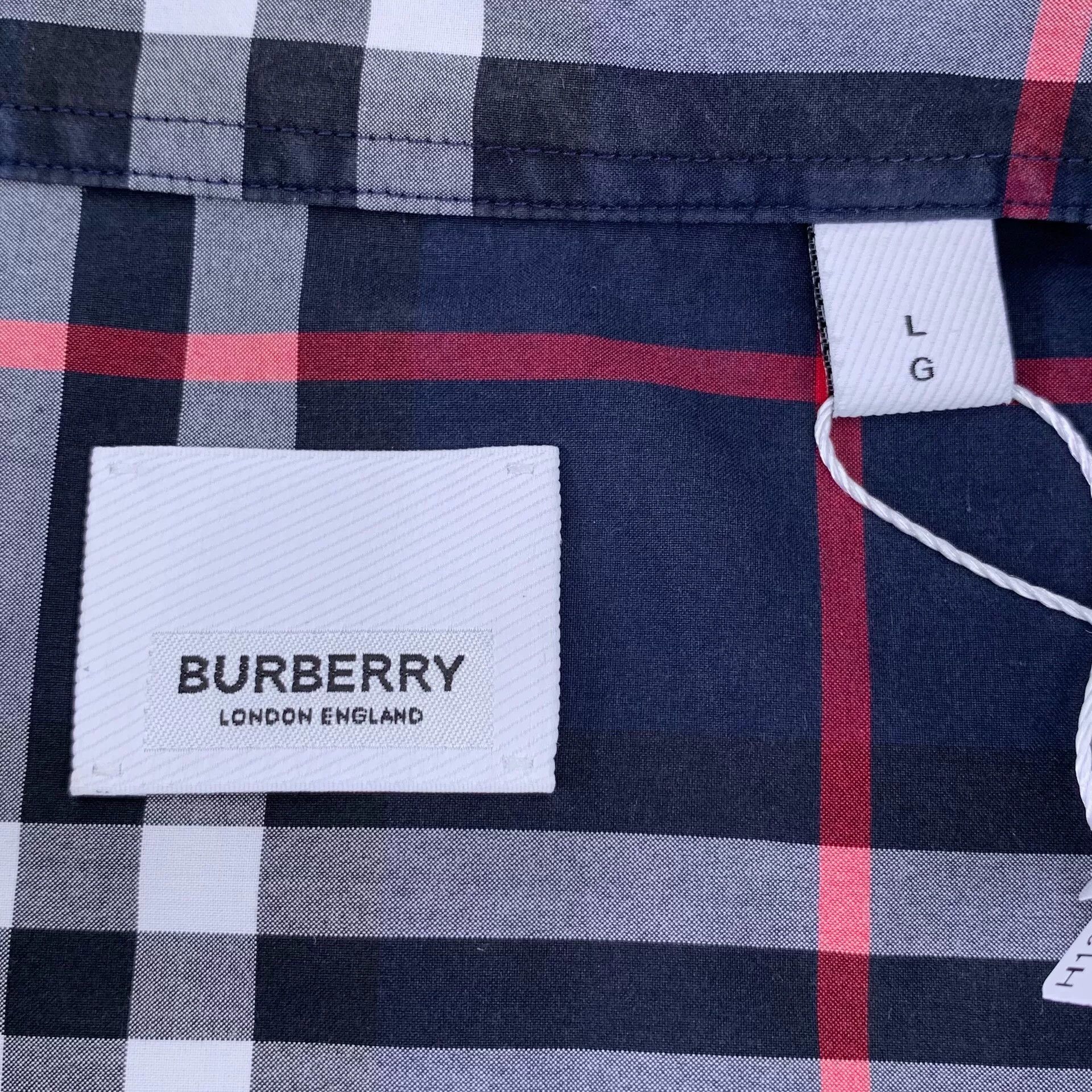 Burberry Burberry Navy Blue Check Cotton Shirt L Size US L / EU 52-54 / 3 - 5 Thumbnail