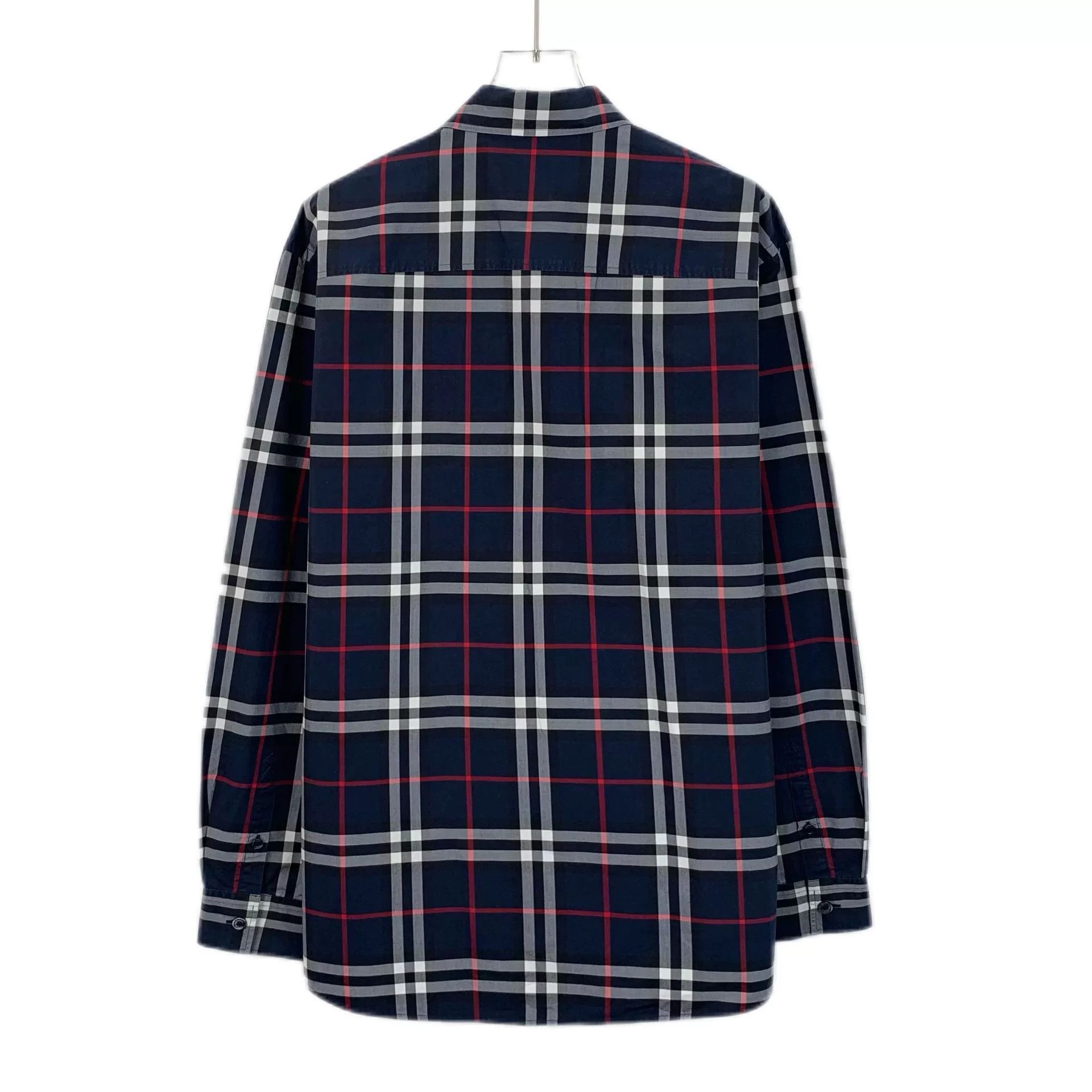 Burberry Burberry Navy Blue Check Cotton Shirt L Size US L / EU 52-54 / 3 - 2 Thumbnail
