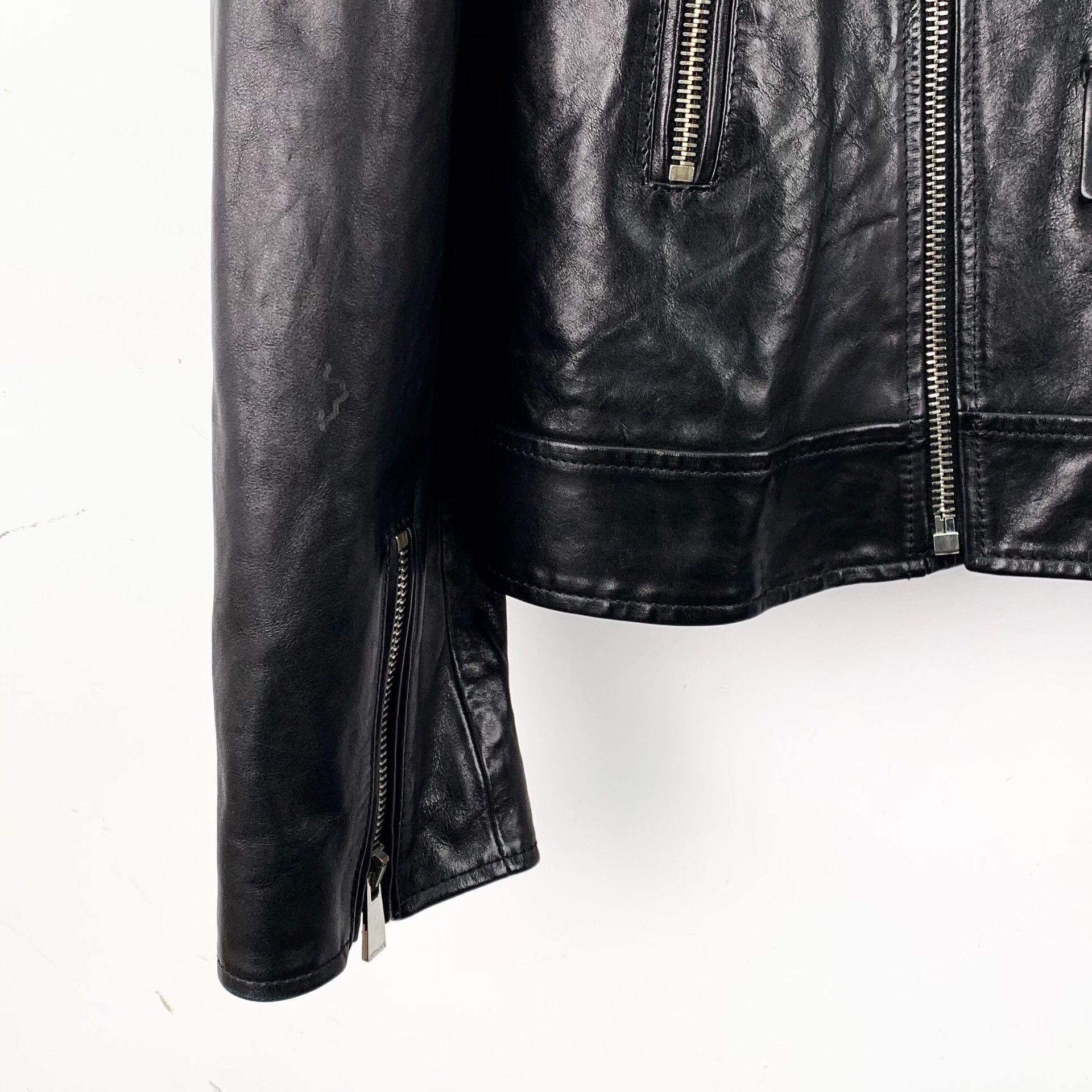 Versace Versace Distressed Calf Leather Biker Jacket US M Size US M / EU 48-50 / 2 - 4 Thumbnail