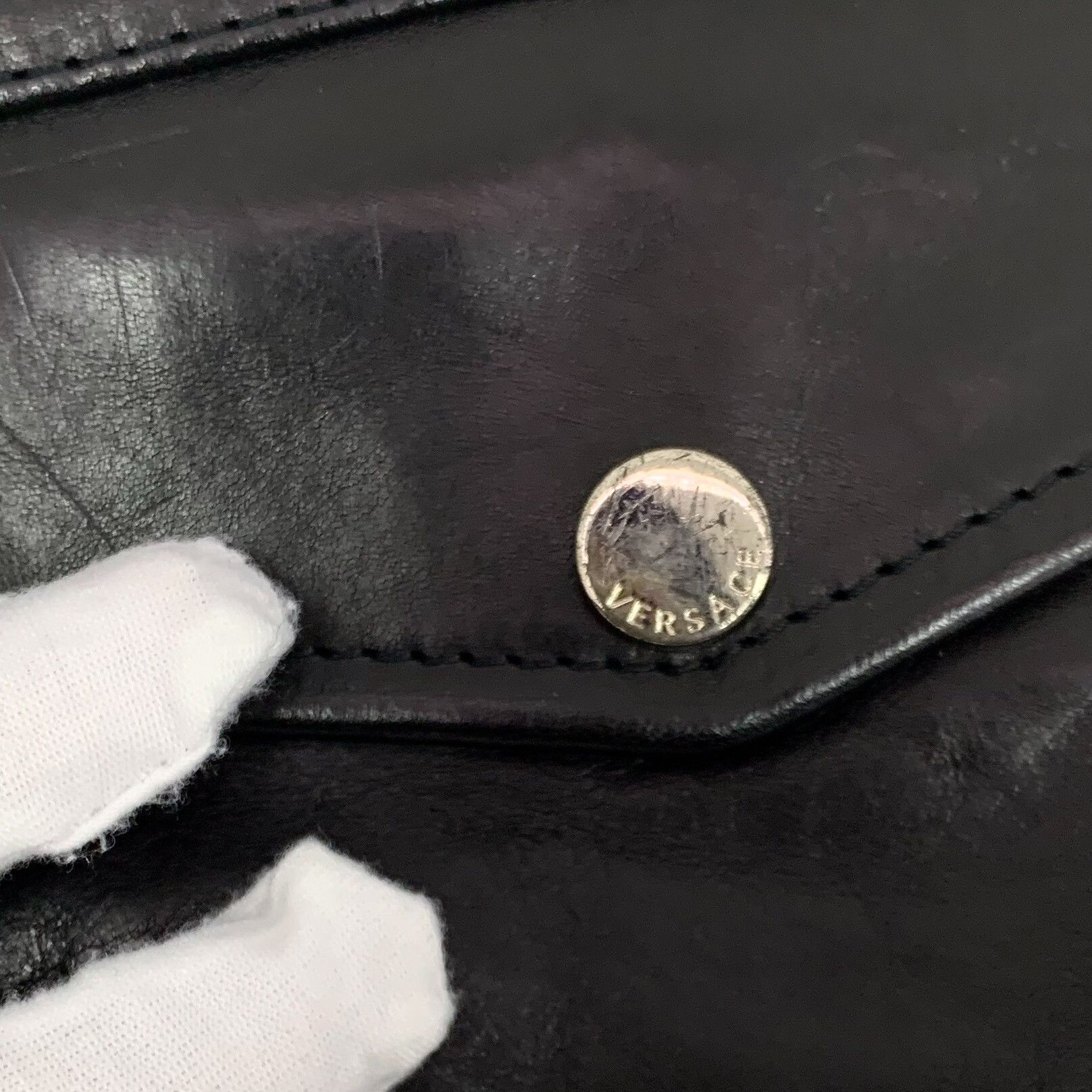 Versace Versace Distressed Calf Leather Biker Jacket US M Size US M / EU 48-50 / 2 - 9 Thumbnail