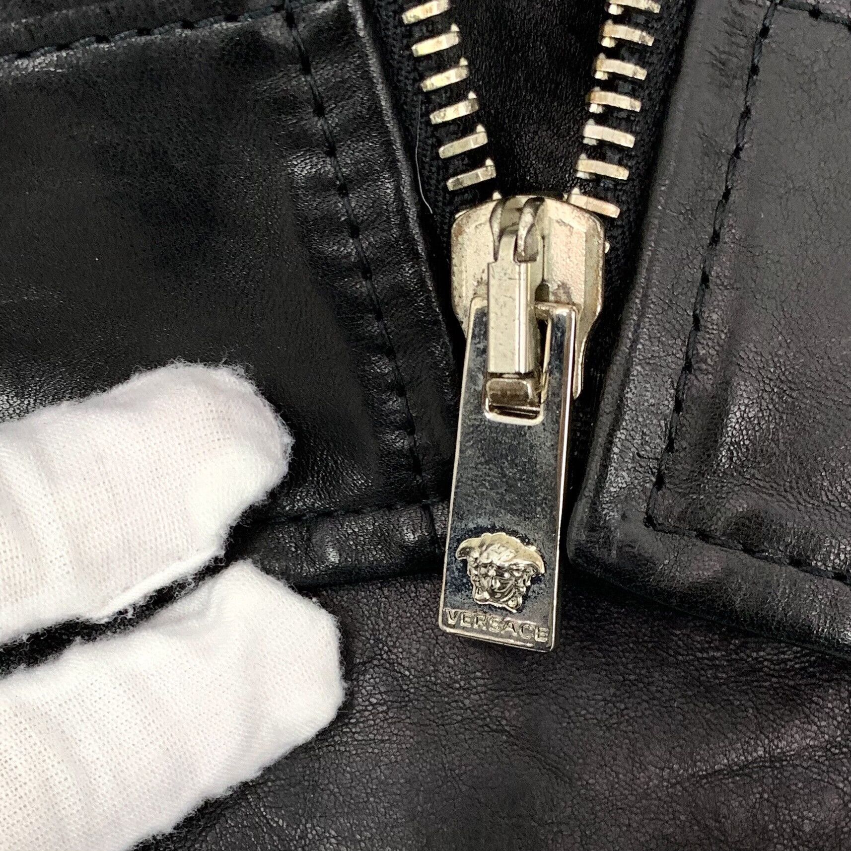 Versace Versace Distressed Calf Leather Biker Jacket US M Size US M / EU 48-50 / 2 - 8 Thumbnail